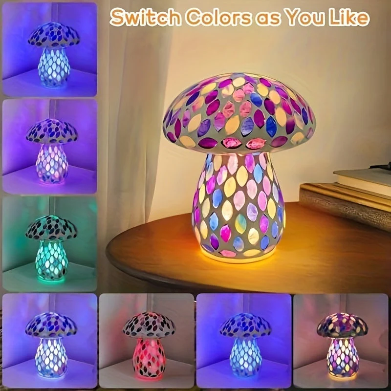 Wireless Mushroom Table Lamp - Touch Control, Rechargeable LED, Cordless - Image 2