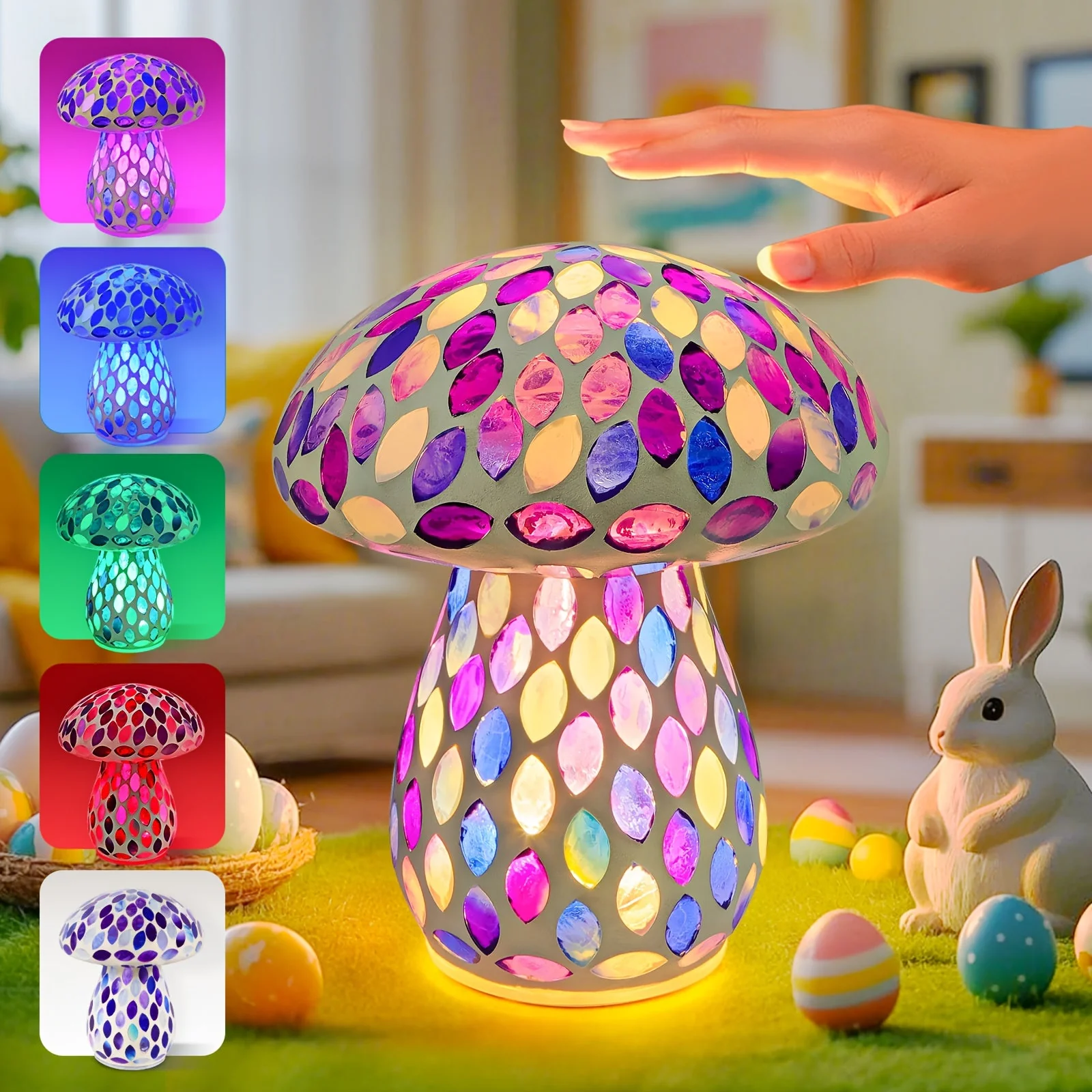 Wireless Mushroom Table Lamp - Touch Control, Rechargeable LED, Cordless - Image 6