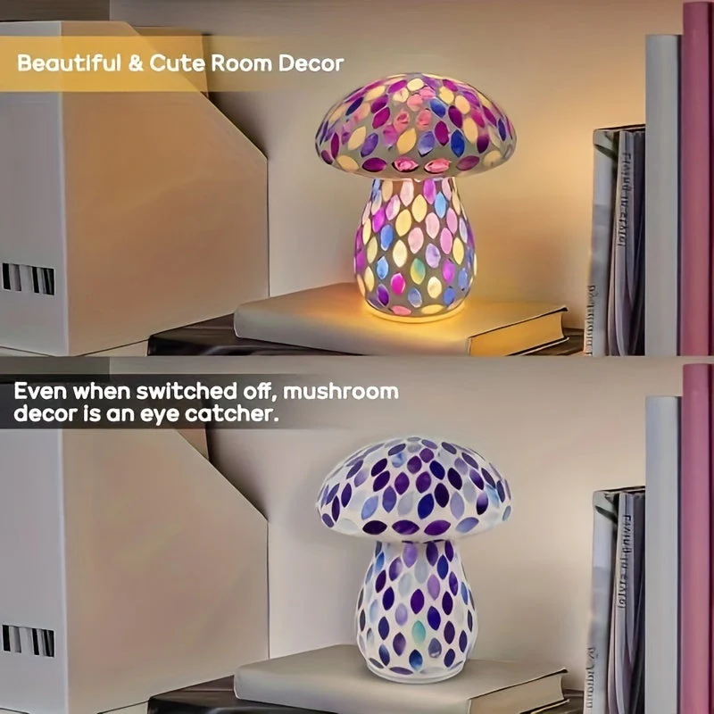 Wireless Mushroom Table Lamp - Touch Control, Rechargeable LED, Cordless - Image 7