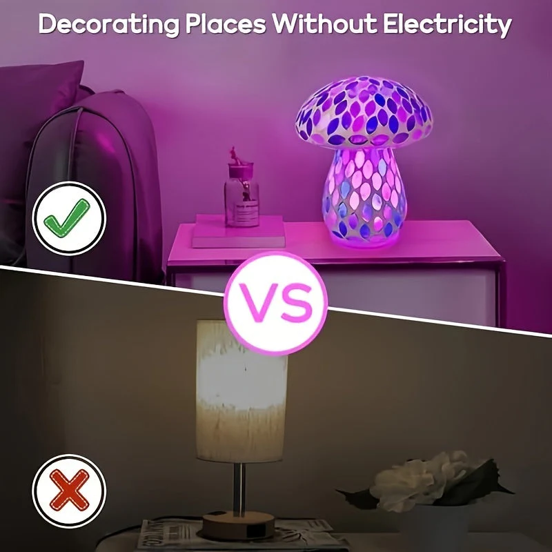 Wireless Mushroom Table Lamp - Touch Control, Rechargeable LED, Cordless - Image 8