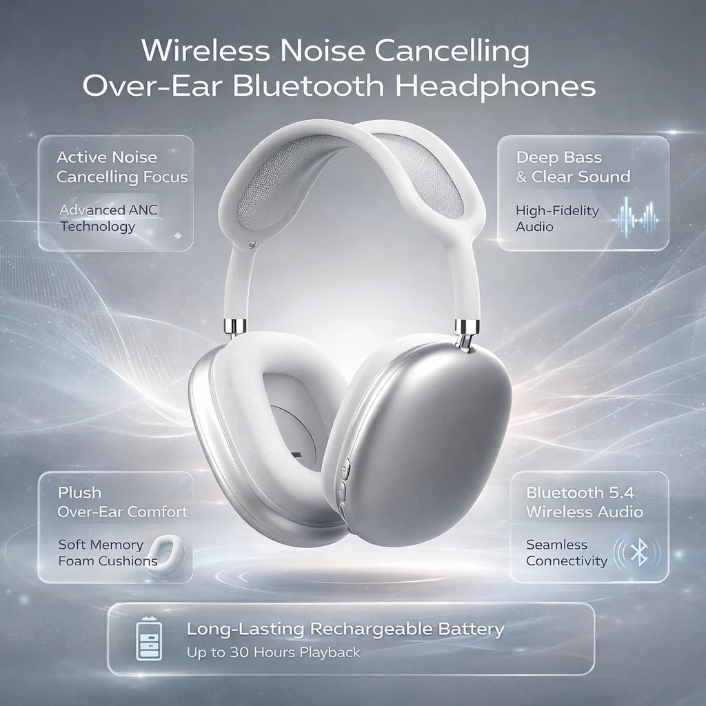 Wireless Noise Cancelling Over Ear Bluetooth Headphones - Image 4