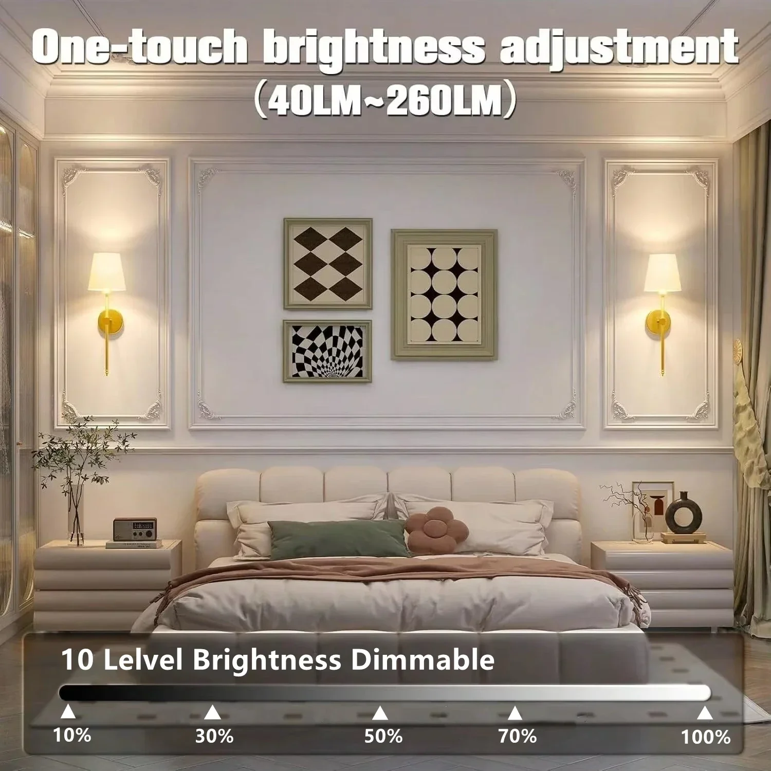 Wireless Rechargeable Wall Lamp Dimmable LED Battery Light with Remote Control - Image 2