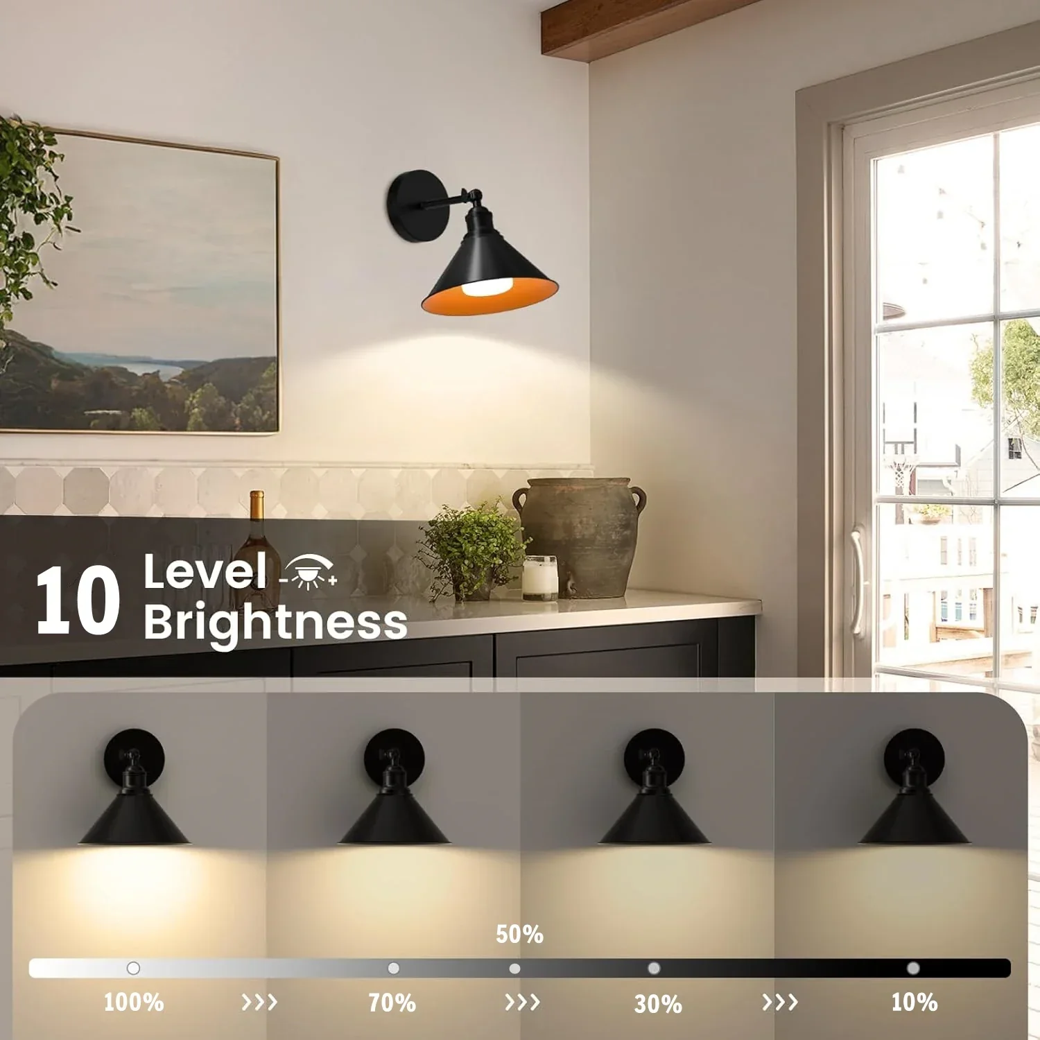 Wireless Rechargeable Wall Light Remote Control Dimmable RGB LED Lamp 15 Color - Image 3