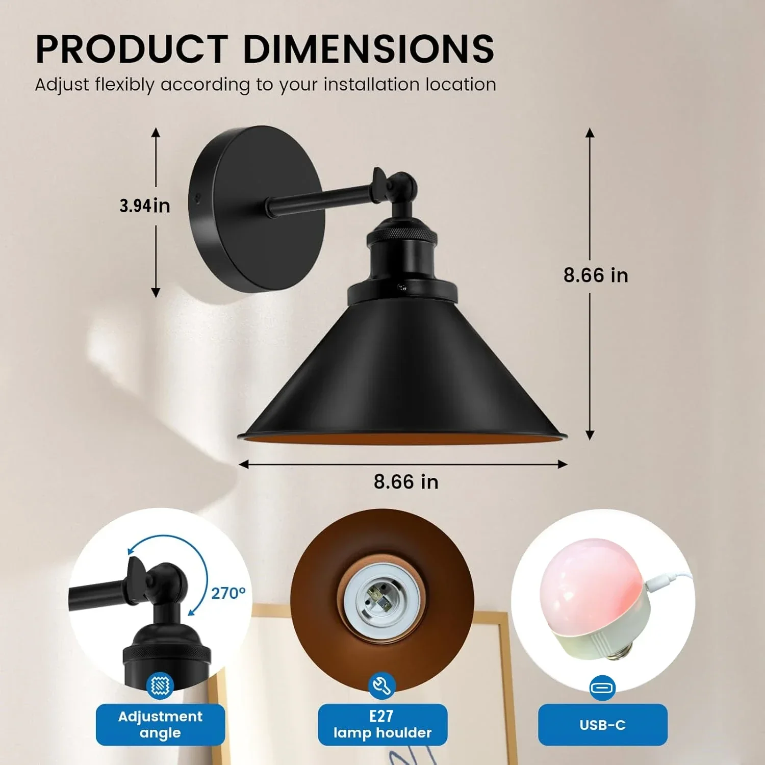 Wireless Rechargeable Wall Light Remote Control Dimmable RGB LED Lamp 15 Color - Image 5