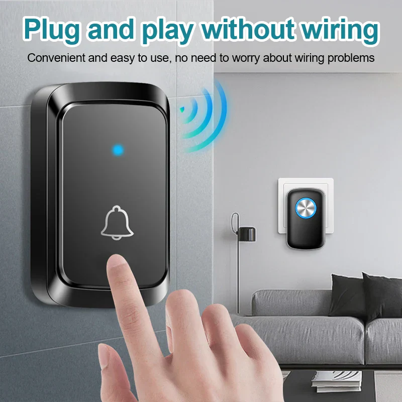 Wireless Smart Doorbell 300M Range Plug In 60 Melodies LED Light Volume Control - Image 4