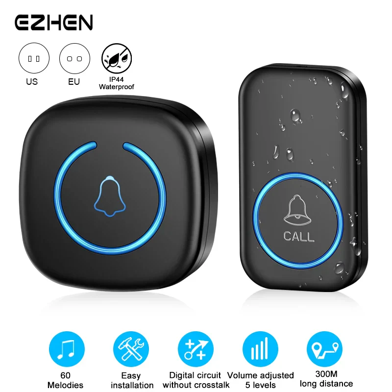 Wireless Smart Doorbell 300M Range Plug In 60 Melodies Welcome Chime - Image 3