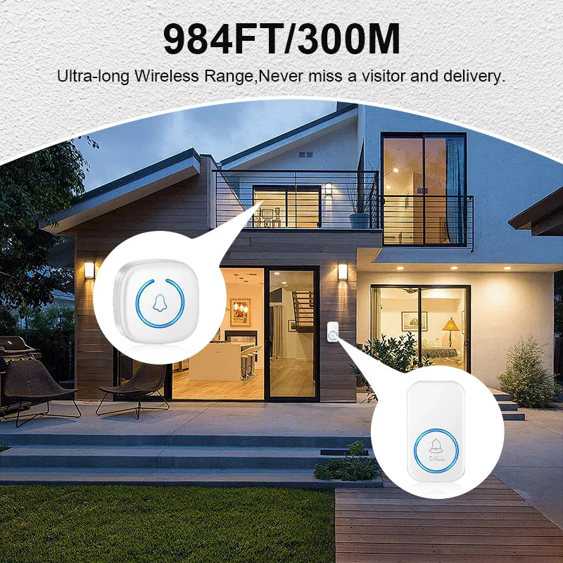 Wireless Smart Doorbell 300M Range Plug In 60 Melodies Welcome Chime - Image 4