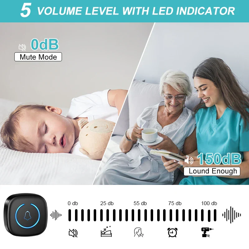 Wireless Smart Doorbell 300M Range Plug In 60 Melodies Welcome Chime - Image 7