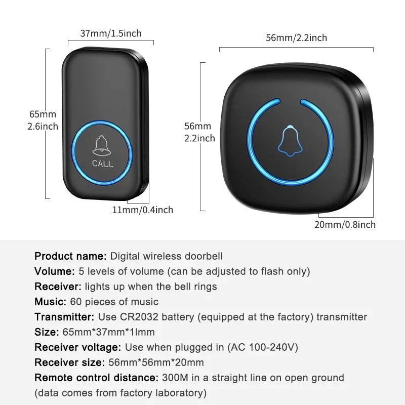 Wireless Smart Doorbell 300M Range Plug In 60 Melodies Welcome Chime - Image 8