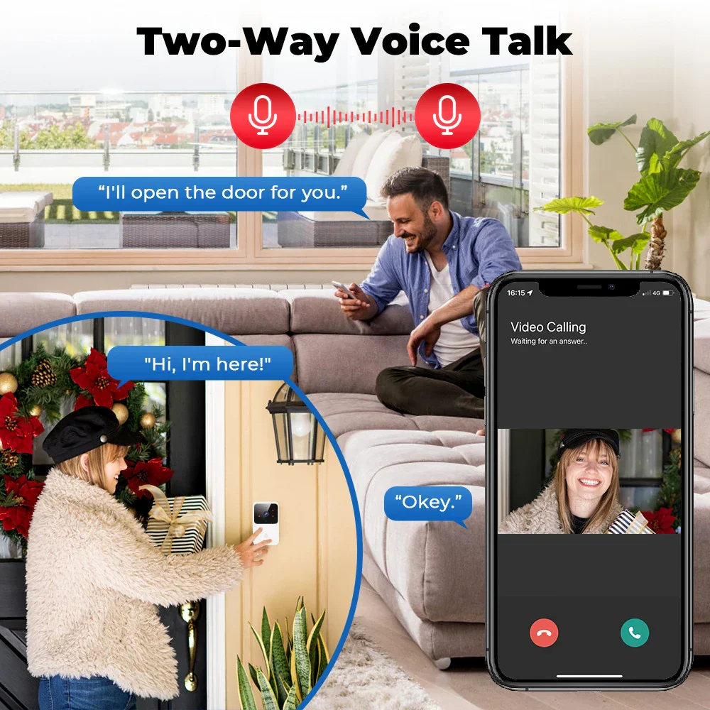 Wireless Smart Video Doorbell WiFi Security Camera Night Vision 2 Way Audio - Image 4