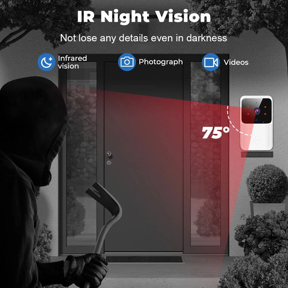 Wireless Smart Video Doorbell WiFi Security Camera Night Vision 2 Way Audio - Image 5