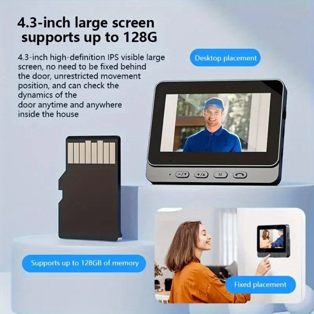 Wireless Video Doorbell with 4.3 Screen, HD Camera, Two-Way Audio & Night Vision - Image 10
