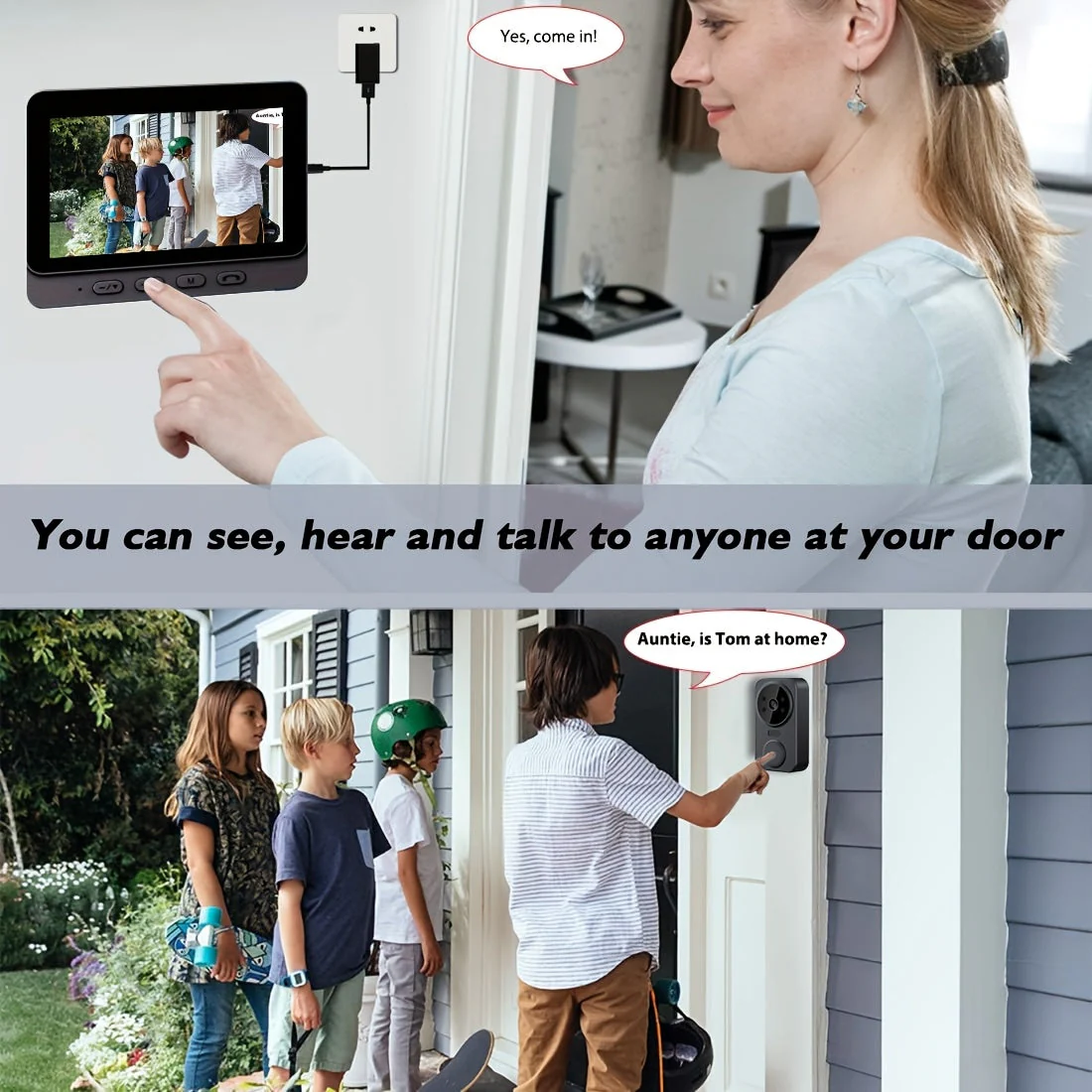 Wireless Video Doorbell with 4.3 Screen, HD Camera, Two-Way Audio & Night Vision - Image 12