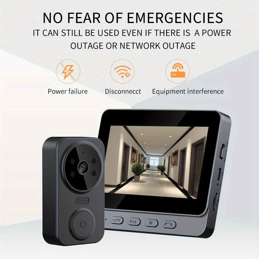 Wireless Video Doorbell with 4.3 Screen, HD Camera, Two-Way Audio & Night Vision - Image 5