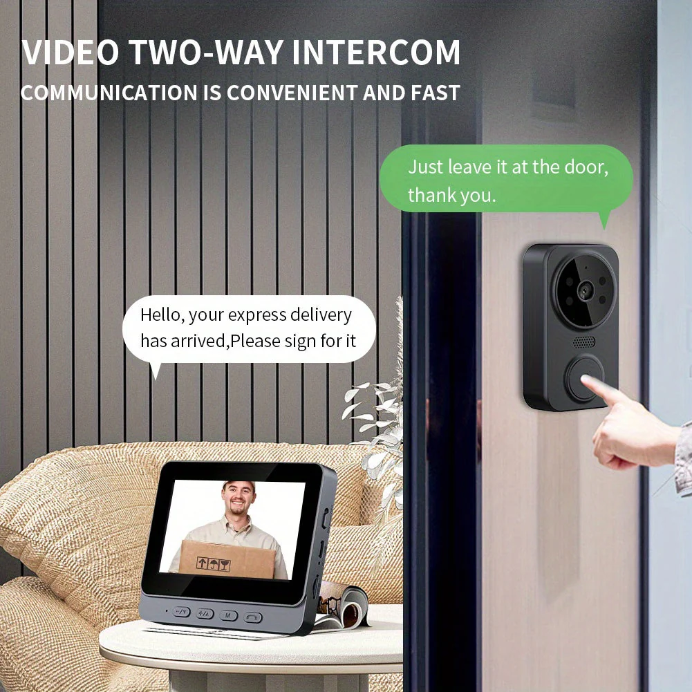 Wireless Video Doorbell with 4.3 Screen, HD Camera, Two-Way Audio & Night Vision - Image 7