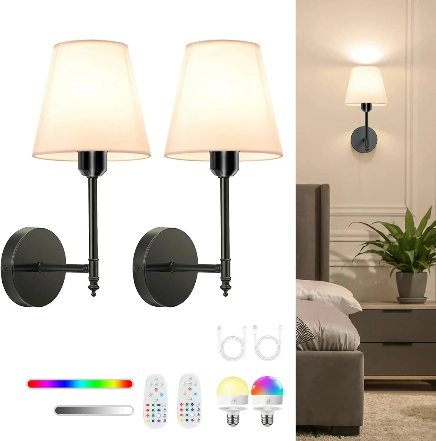 Wireless Wall Lamp – Rechargeable RGB Battery Light with Remote for Bedroom Decor - Image 10