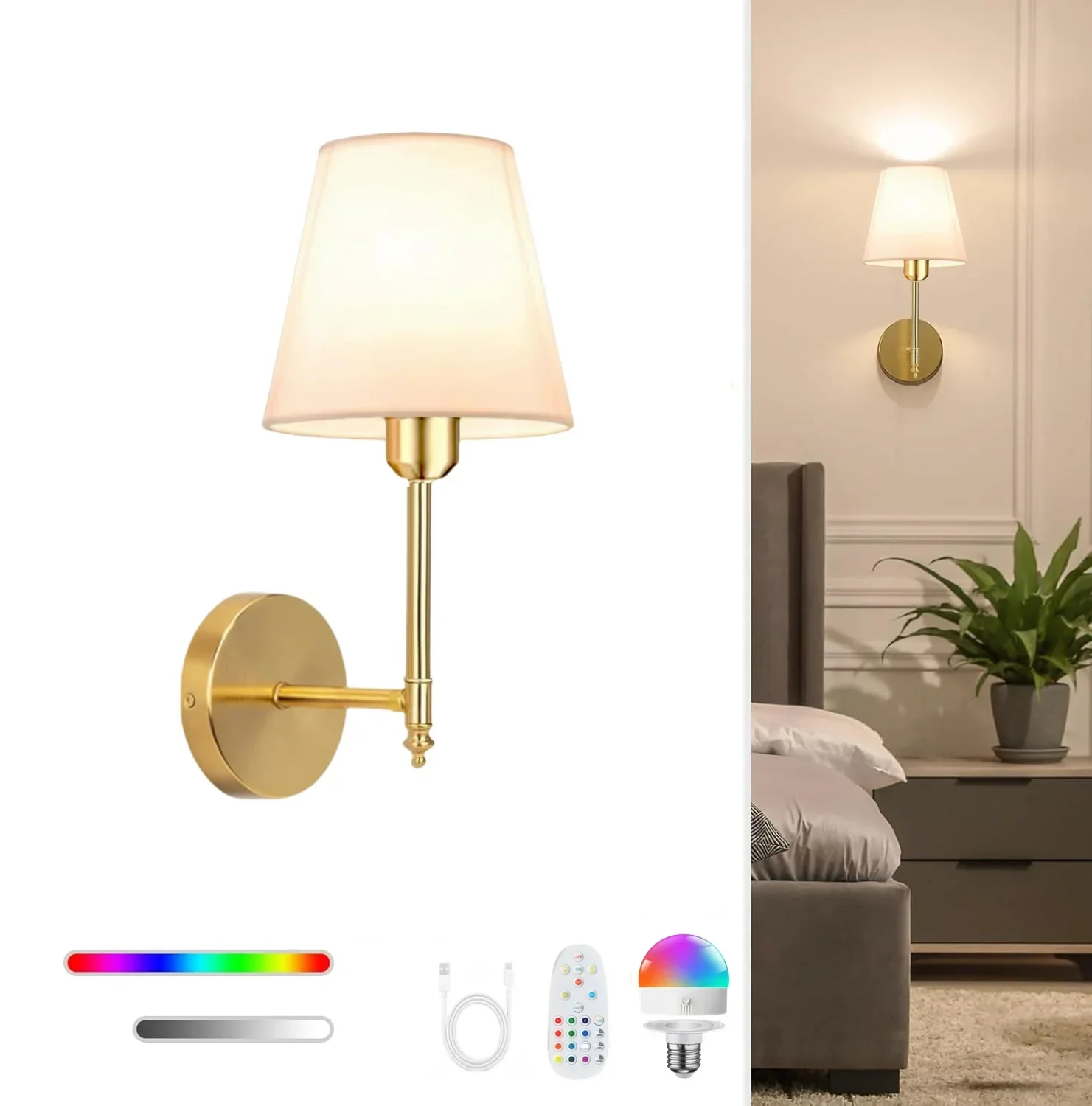 Wireless Wall Lamp – Rechargeable RGB Battery Light with Remote for Bedroom Decor - Image 11
