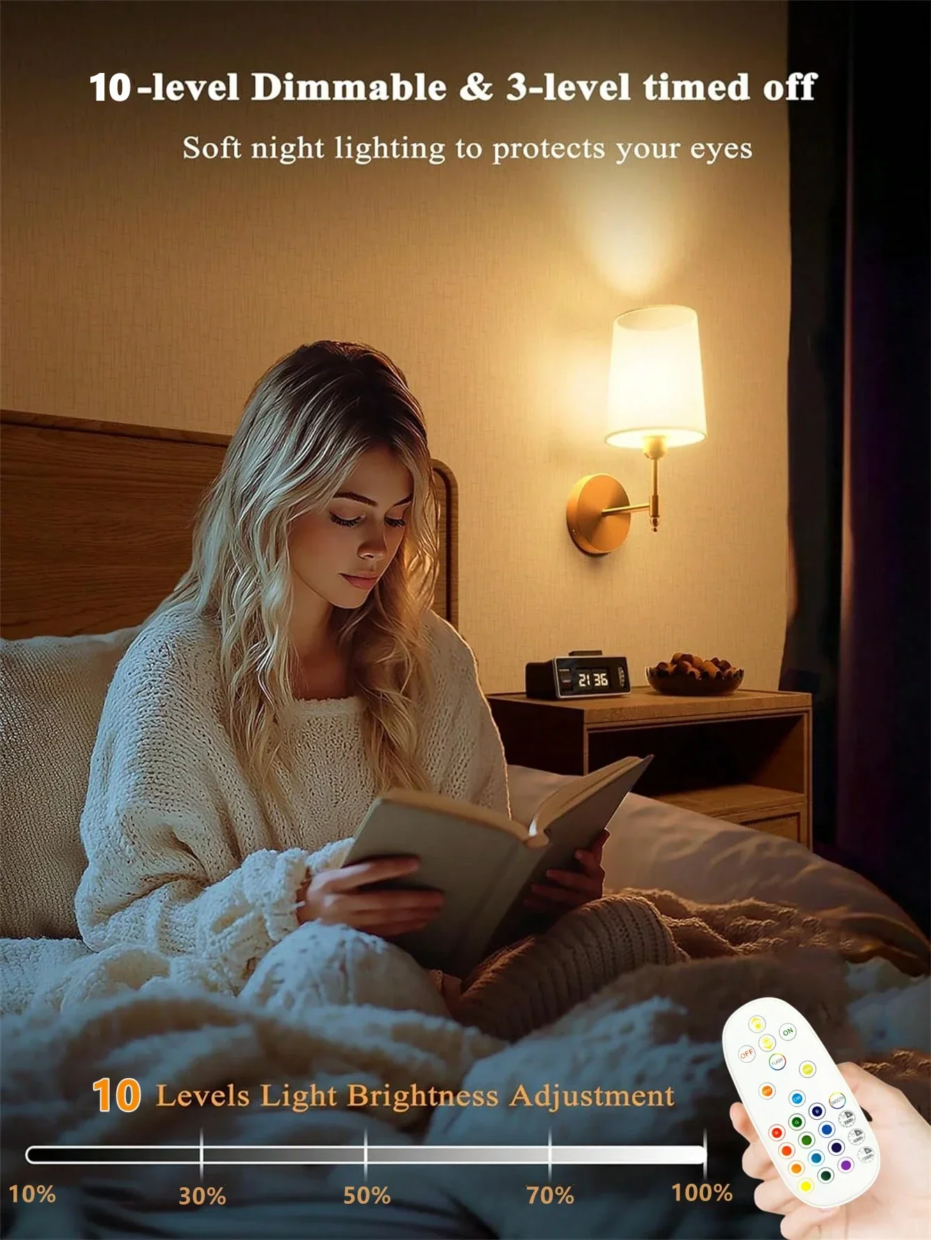 Wireless Wall Lamp – Rechargeable RGB Battery Light with Remote for Bedroom Decor - Image 3