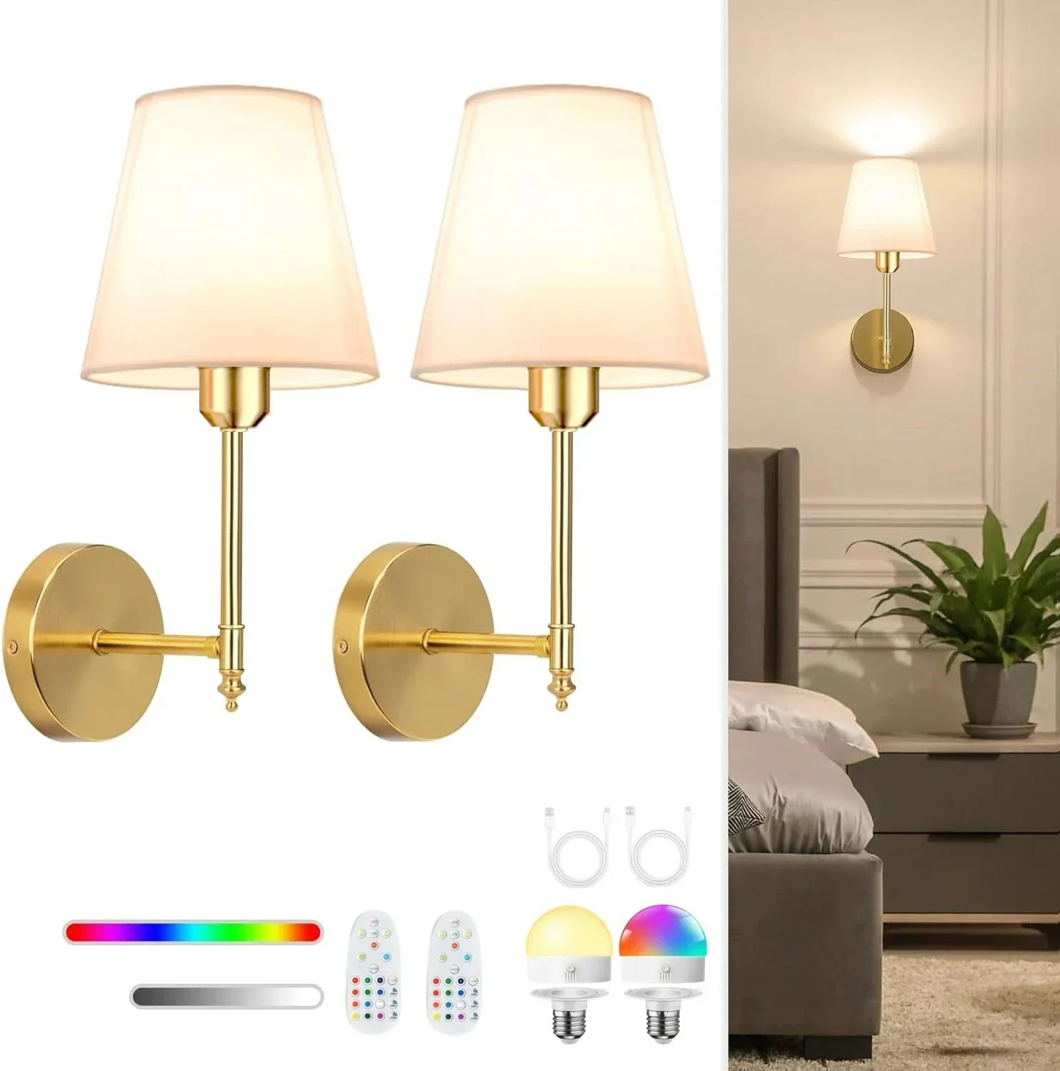 Wireless Wall Lamp – Rechargeable RGB Battery Light with Remote for Bedroom Decor - Image 9