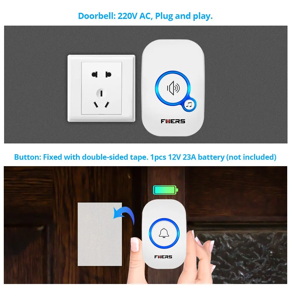 Wireless Waterproof Doorbell Welcome Chime 32 Songs Battery Operated - Image 6