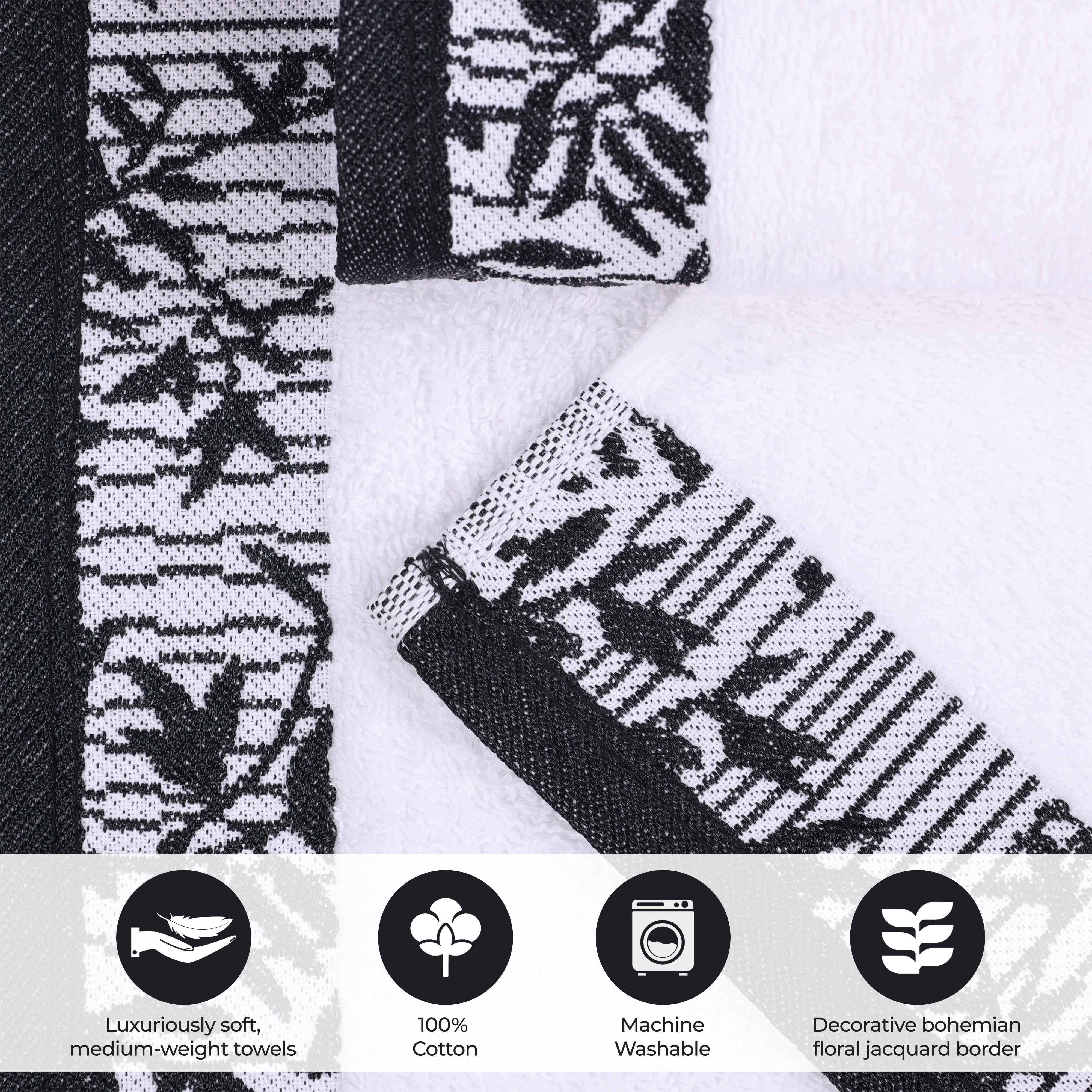 Cotton Floral Jacquard Border Bath Towel Set of 4 - Wisteria - Image 11