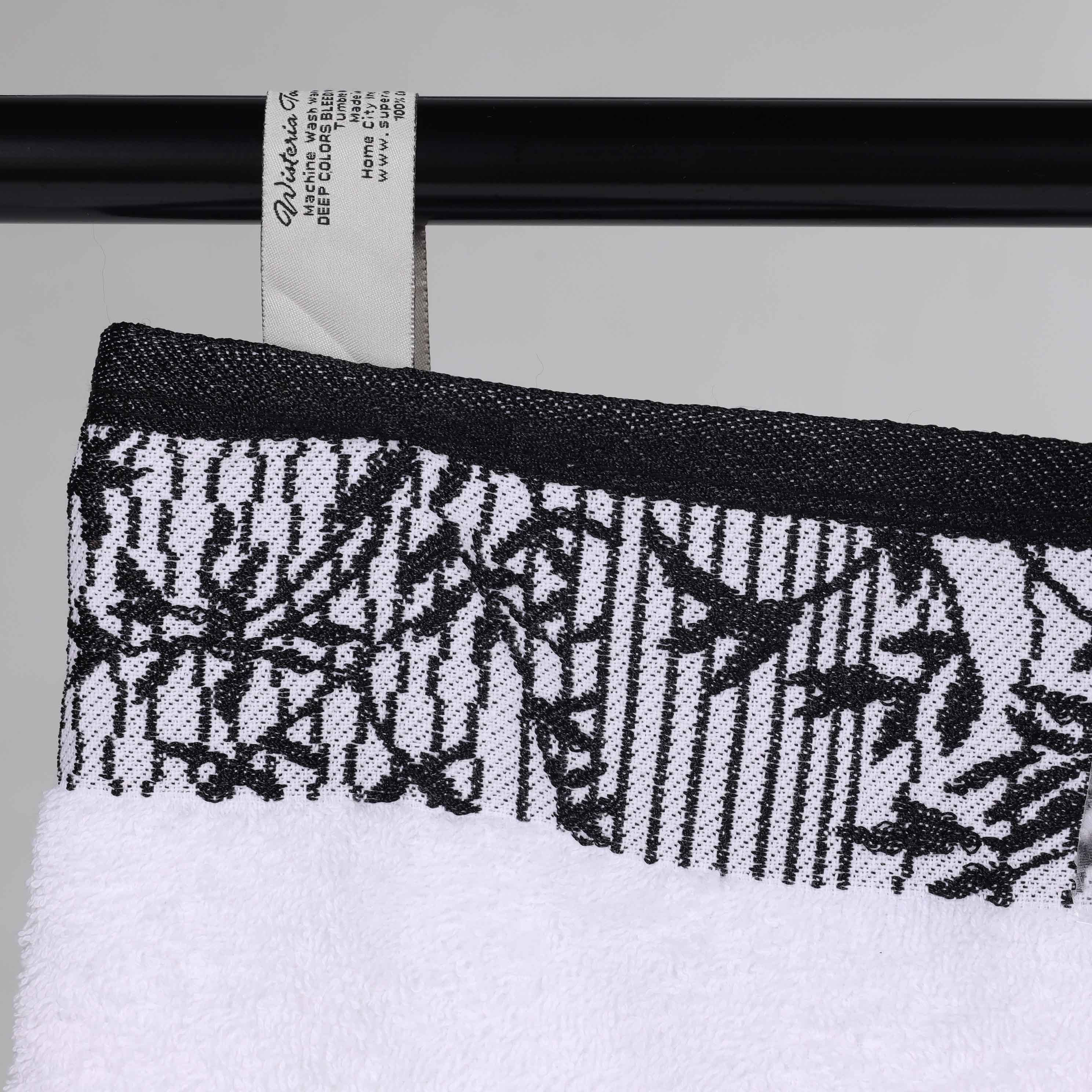 Cotton Floral Jacquard Border Bath Towel Set of 4 - Wisteria - Image 12