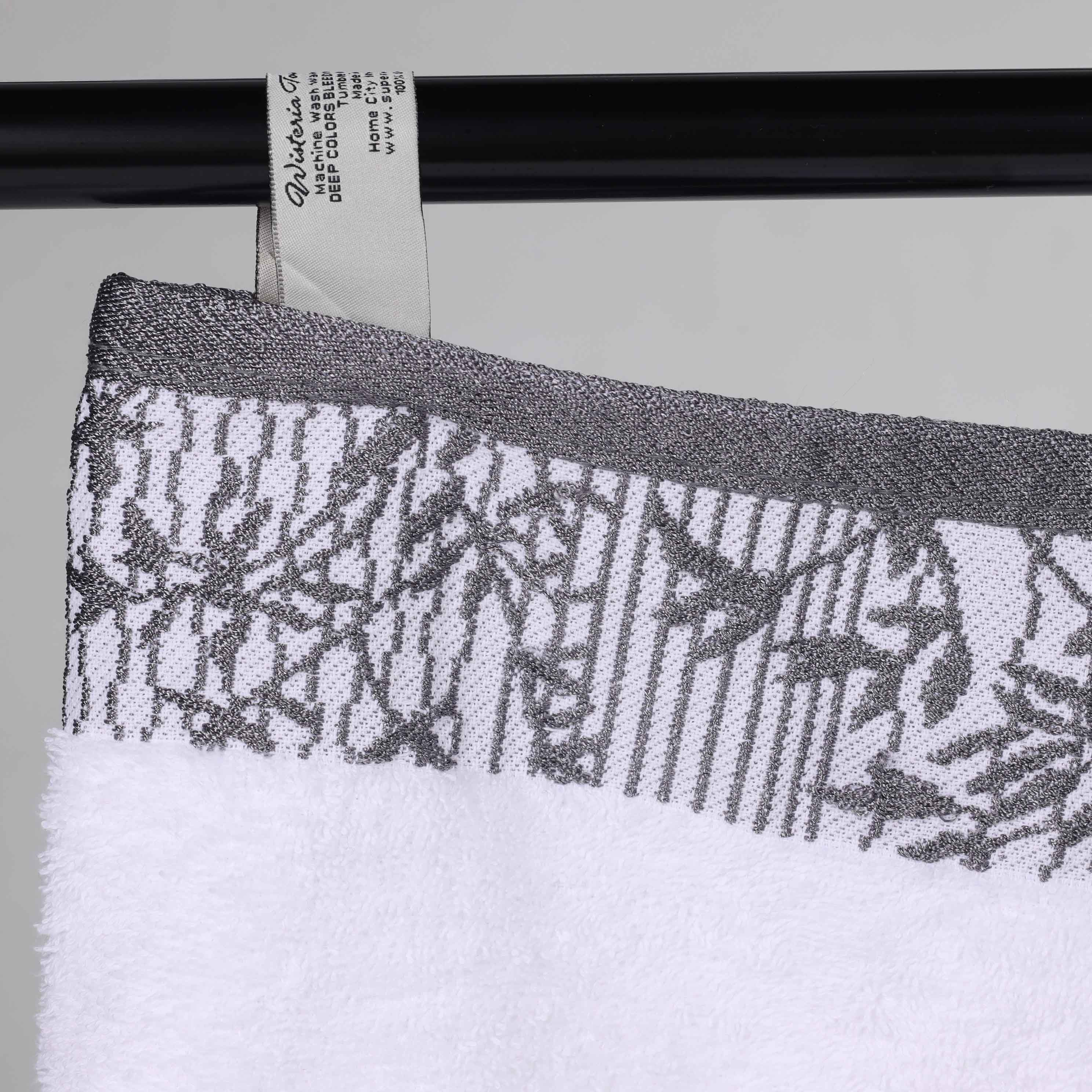 Cotton Floral Jacquard Border Bath Towel Set of 4 - Wisteria - Image 18