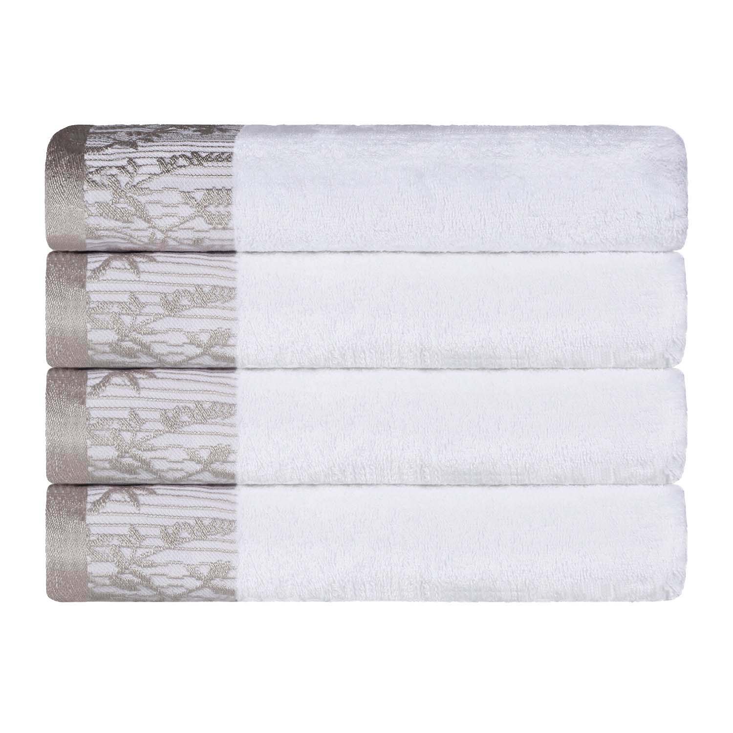 Cotton Floral Jacquard Border Bath Towel Set of 4 - Wisteria - Image 20