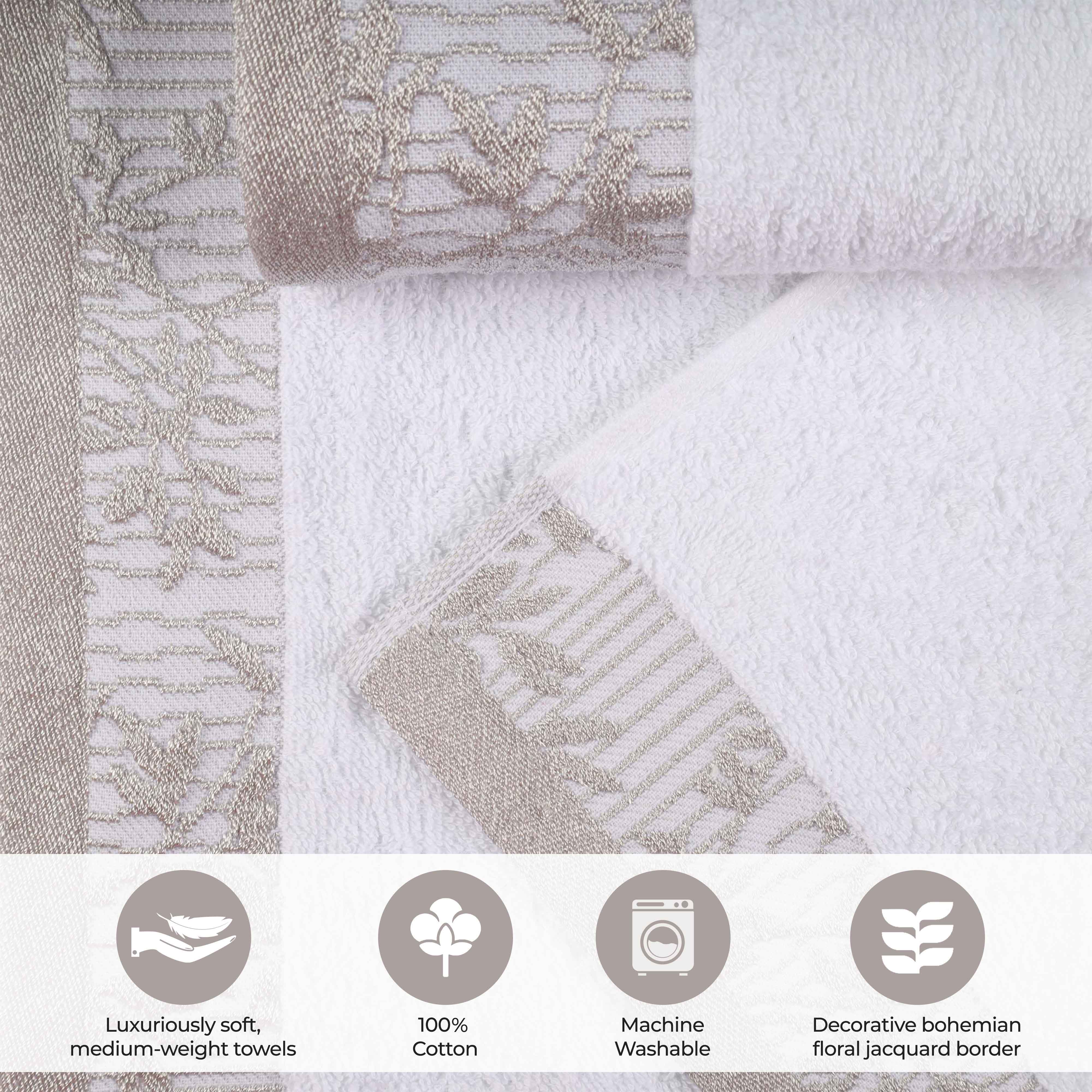 Cotton Floral Jacquard Border Bath Towel Set of 4 - Wisteria - Image 23
