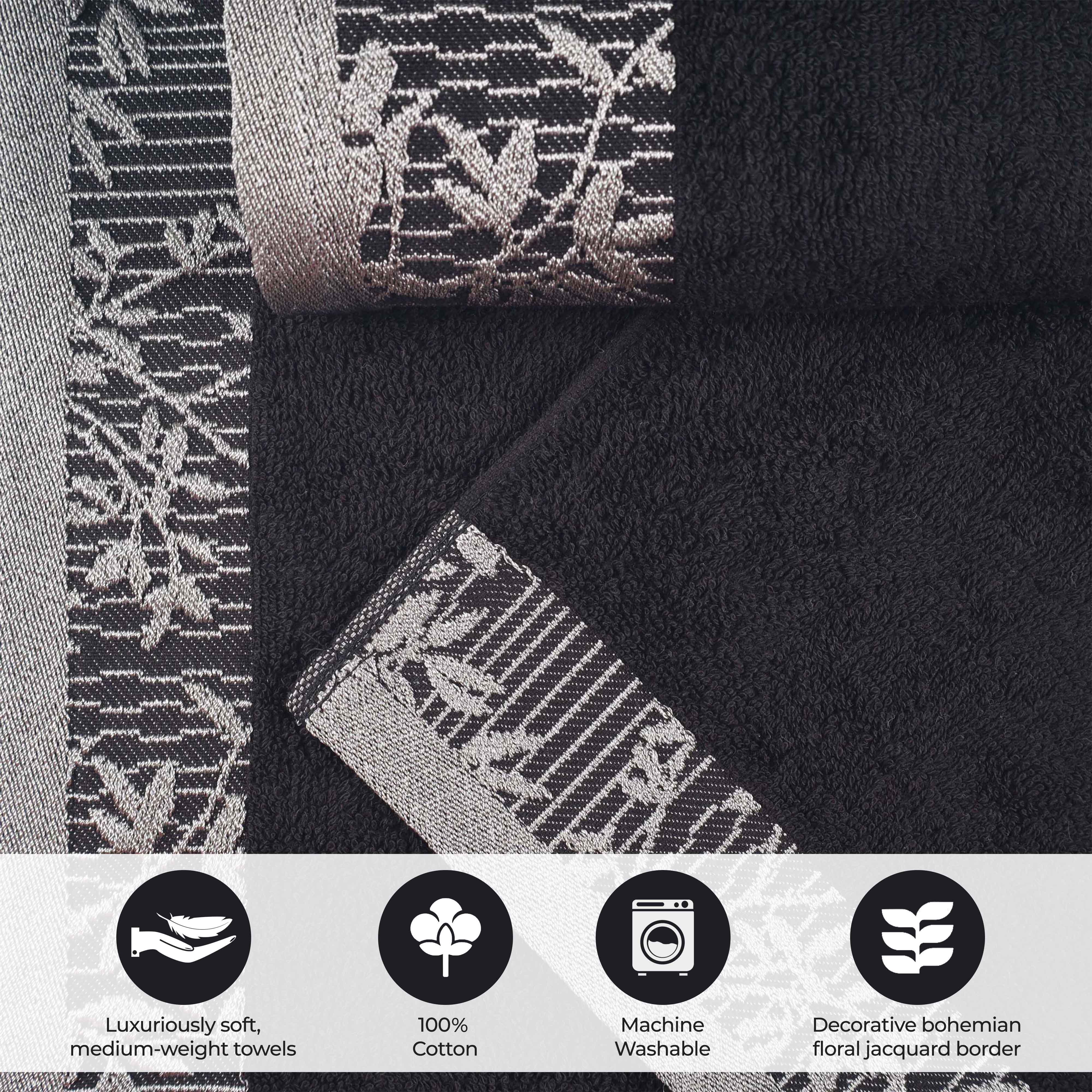 Cotton Floral Jacquard Border Bath Towel Set of 4 - Wisteria - Image 29