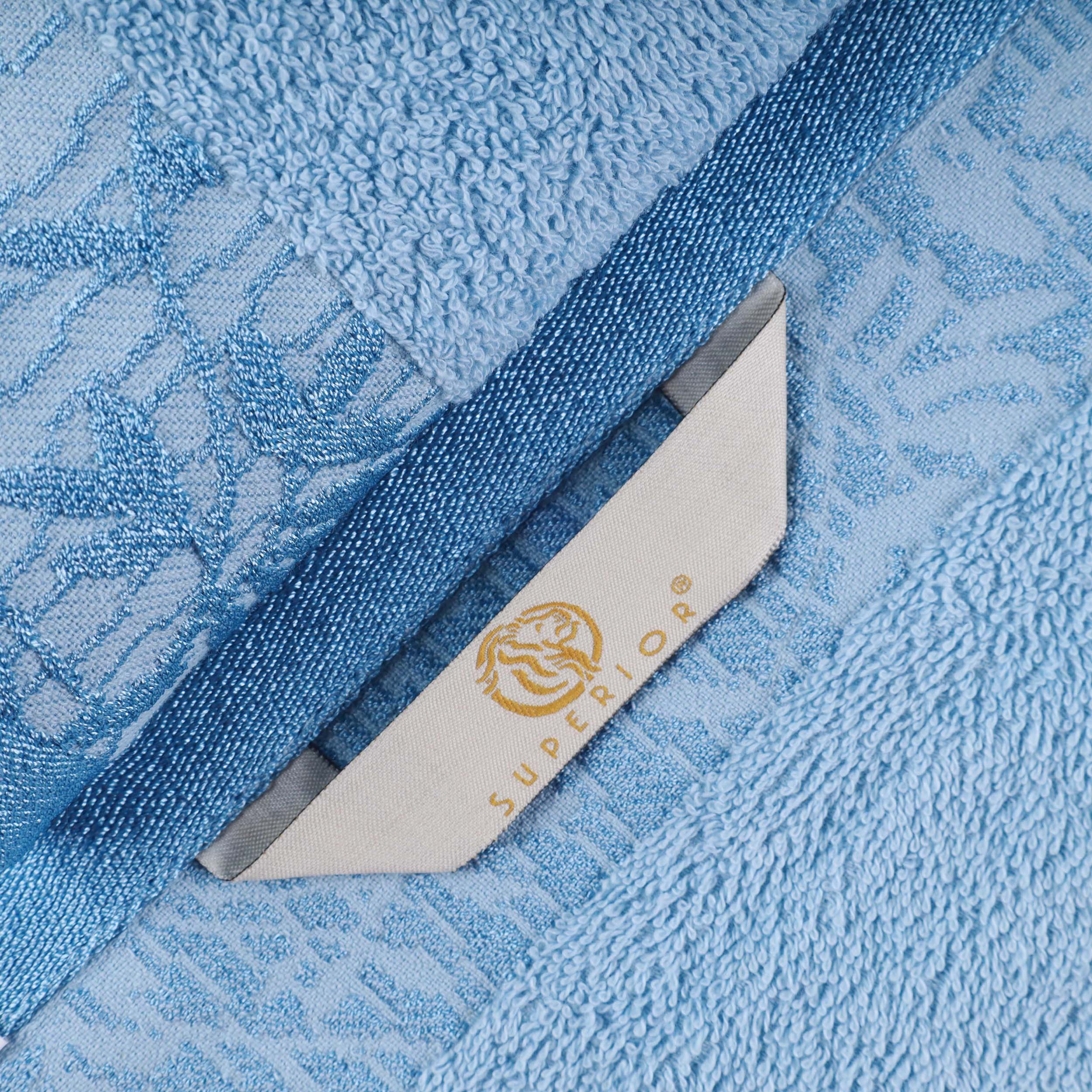 Cotton Floral Jacquard Border Bath Towel Set of 4 - Wisteria - Image 34
