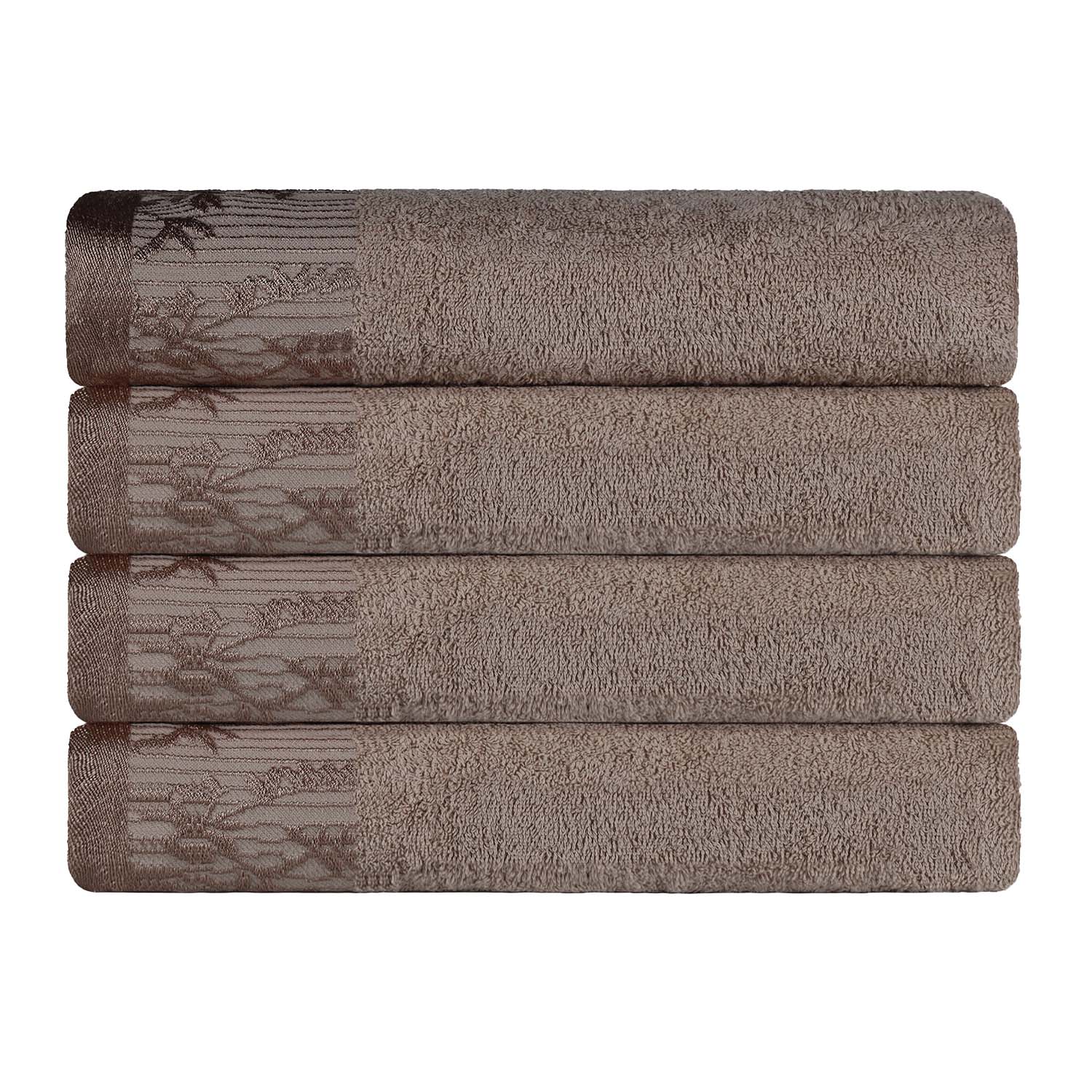 Cotton Floral Jacquard Border Bath Towel Set of 4 - Wisteria - Image 38