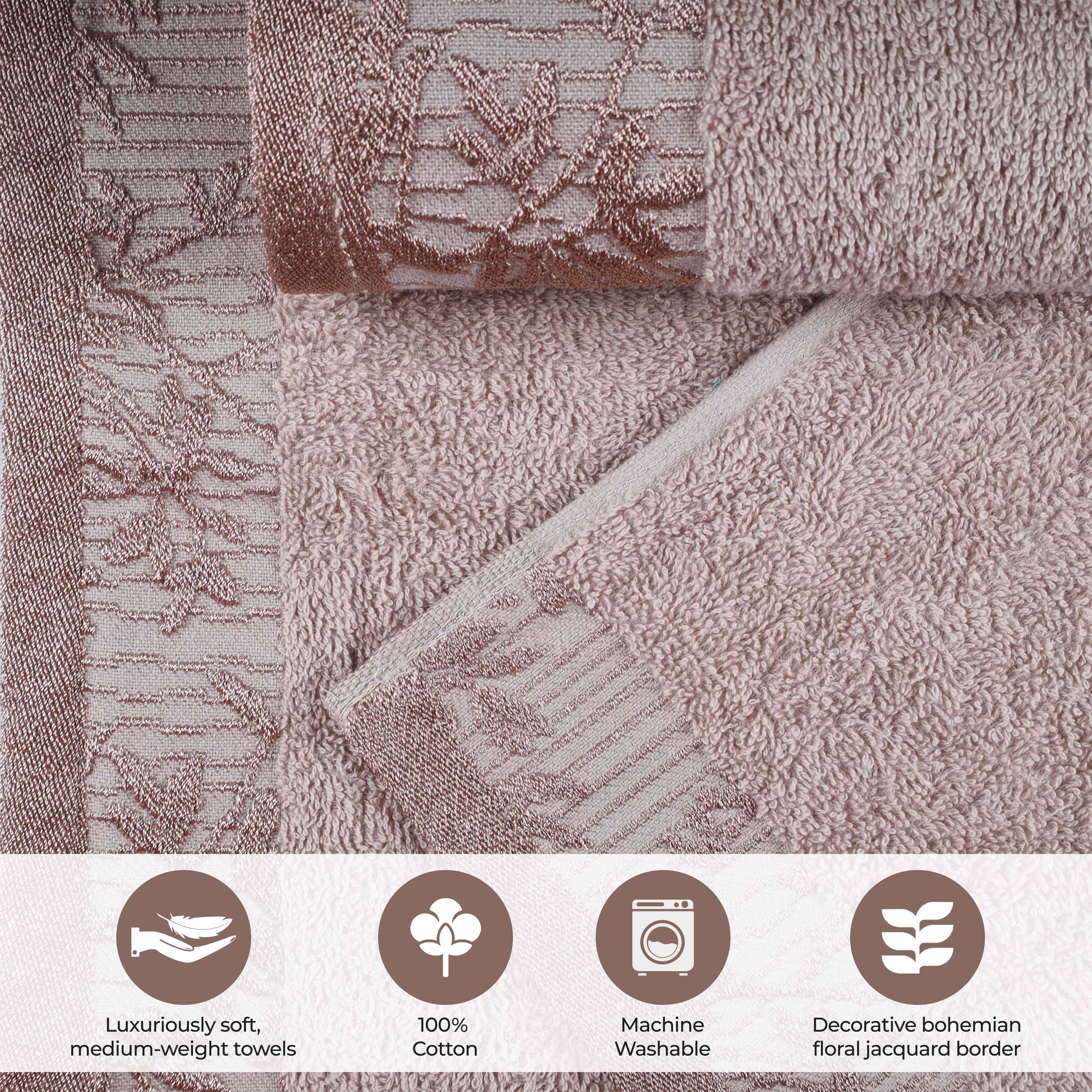 Cotton Floral Jacquard Border Bath Towel Set of 4 - Wisteria - Image 41