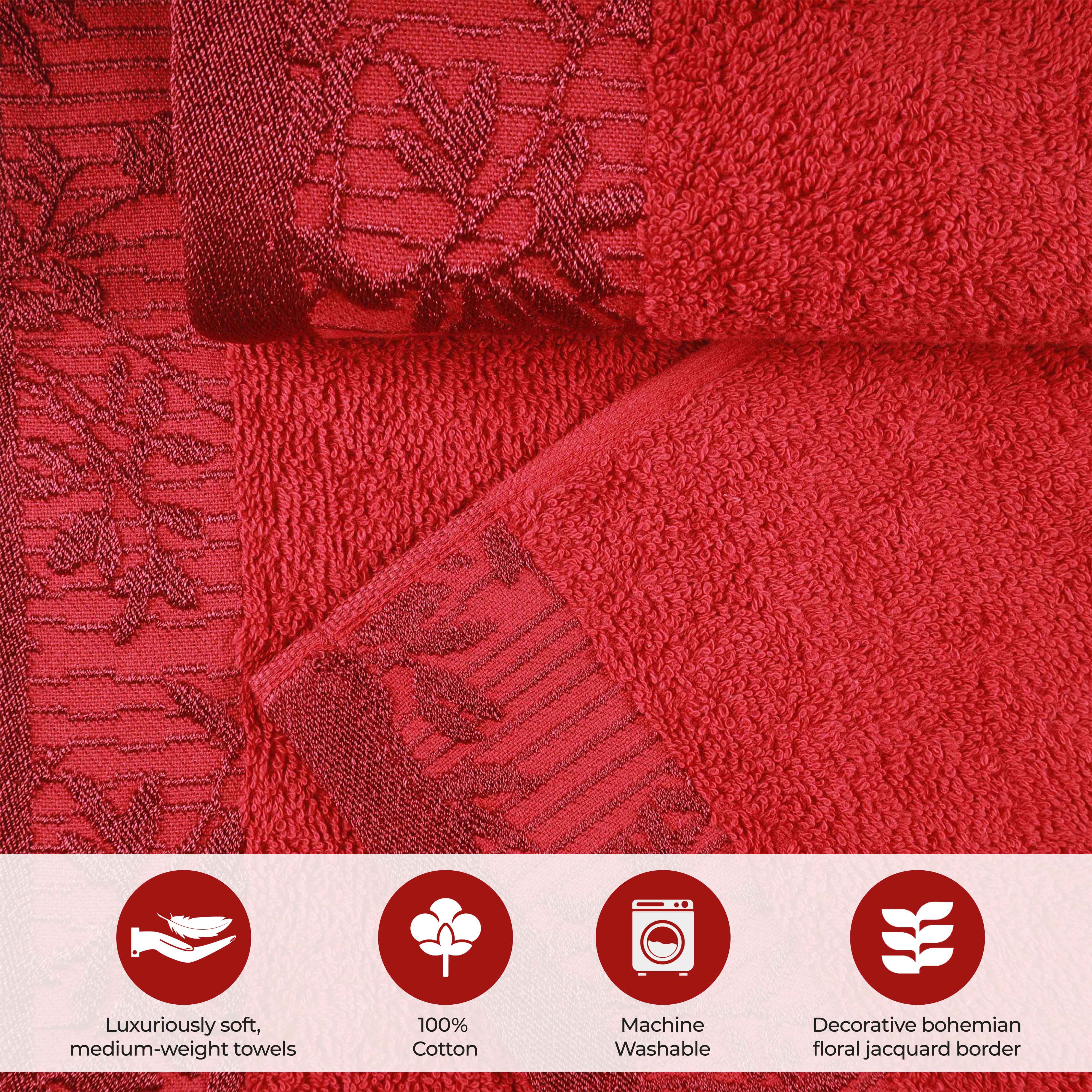 Cotton Floral Jacquard Border Bath Towel Set of 4 - Wisteria - Image 47
