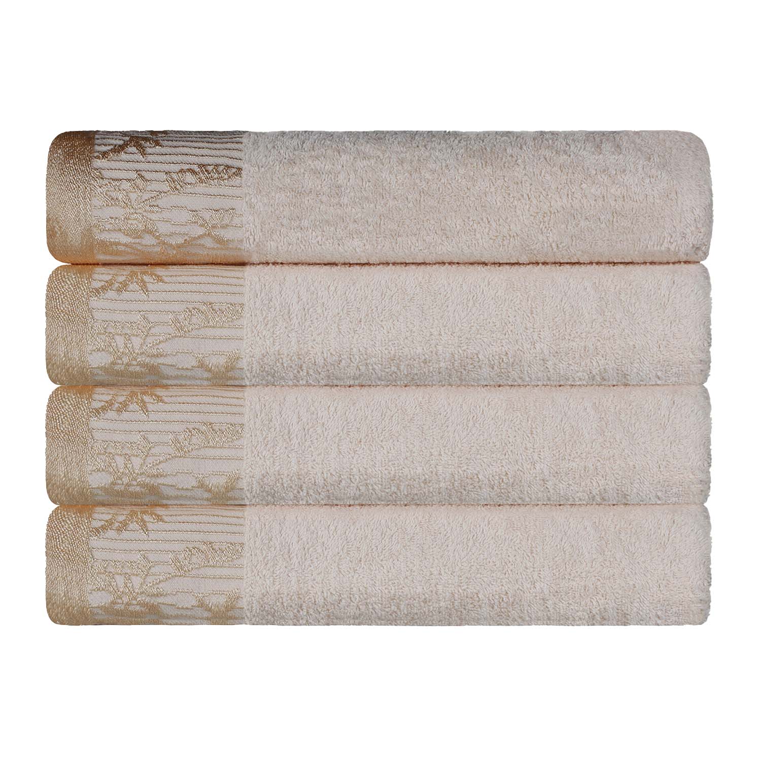 Cotton Floral Jacquard Border Bath Towel Set of 4 - Wisteria - Image 50