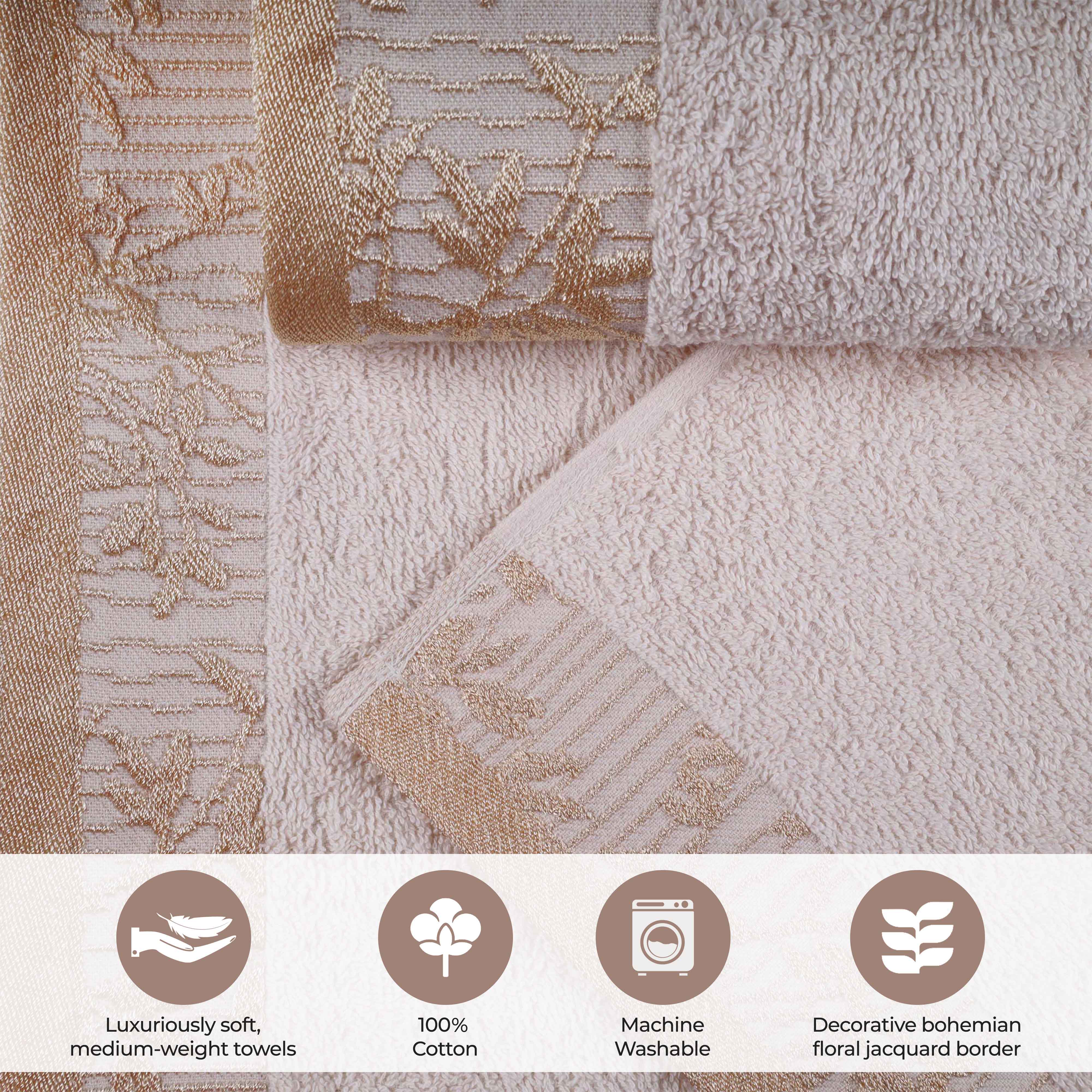 Cotton Floral Jacquard Border Bath Towel Set of 4 - Wisteria - Image 53