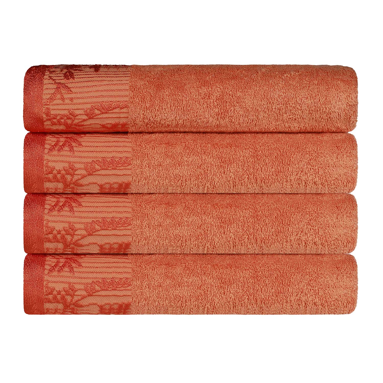 Cotton Floral Jacquard Border Bath Towel Set of 4 - Wisteria - Image 56