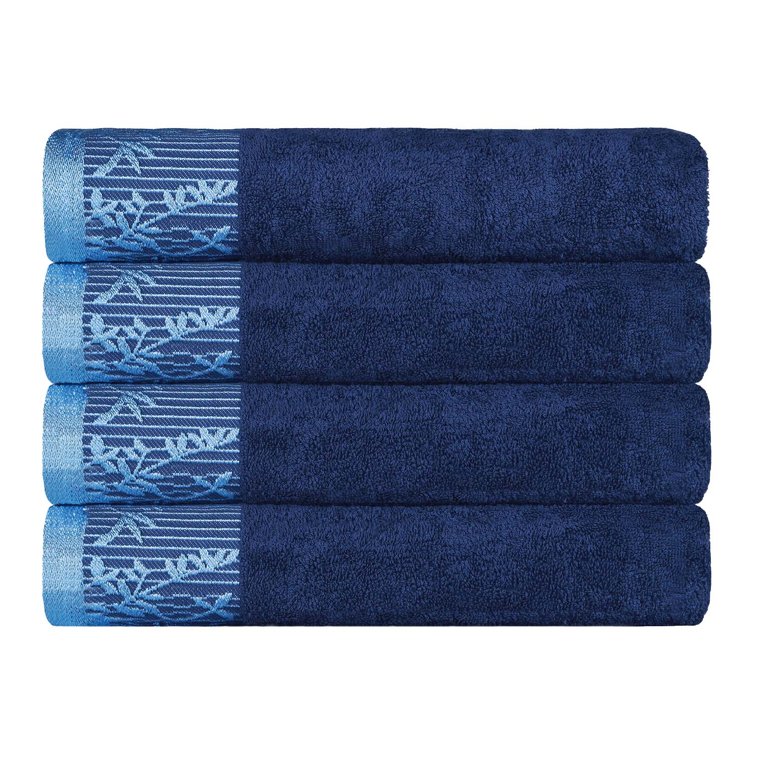 Cotton Floral Jacquard Border Bath Towel Set of 4 - Wisteria - Image 62