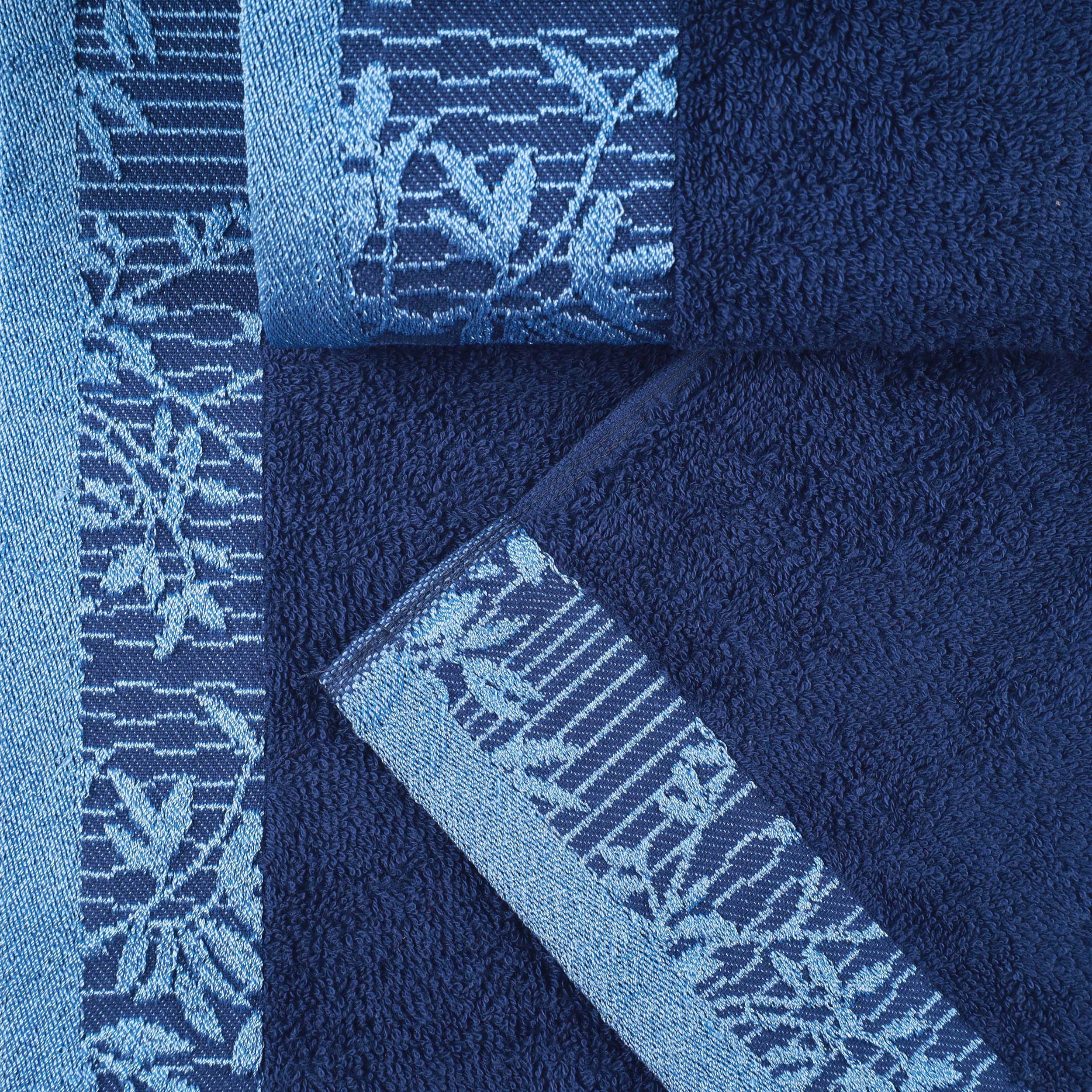 Cotton Floral Jacquard Border Bath Towel Set of 4 - Wisteria - Image 63