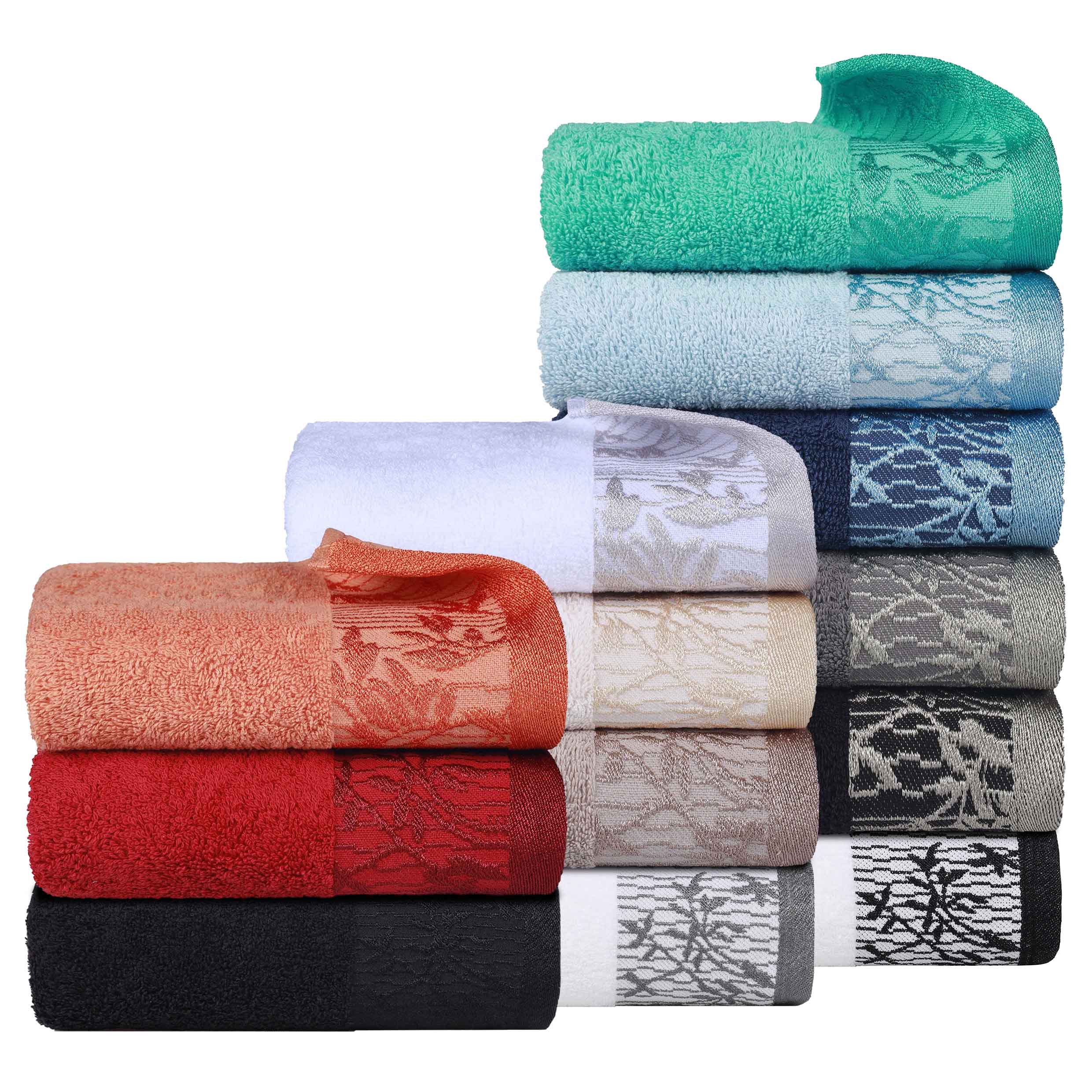 Cotton Floral Jacquard Border Bath Towel Set of 4 - Wisteria - Image 73