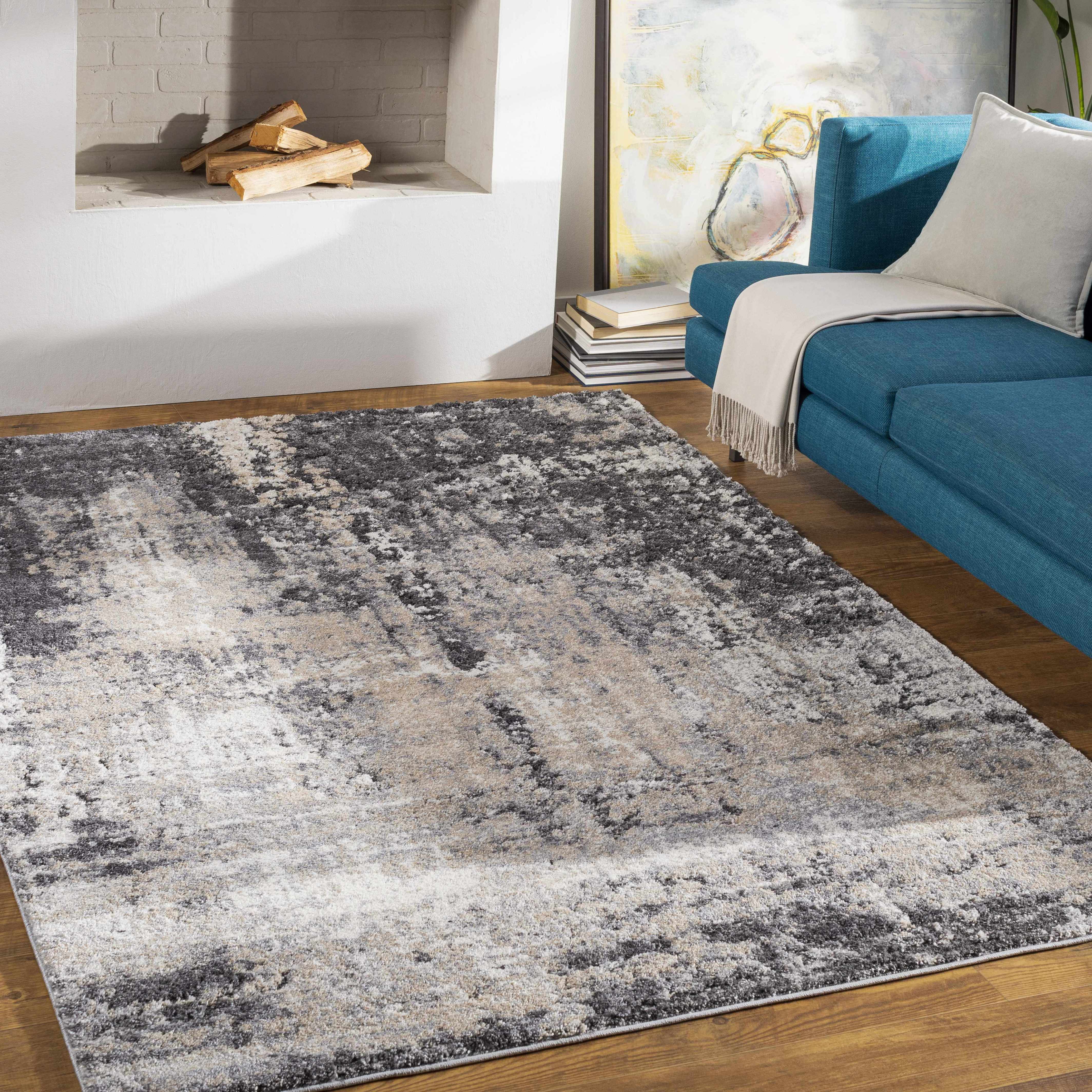 Witchford Abstract Charcoal Thick Rug - Image 2