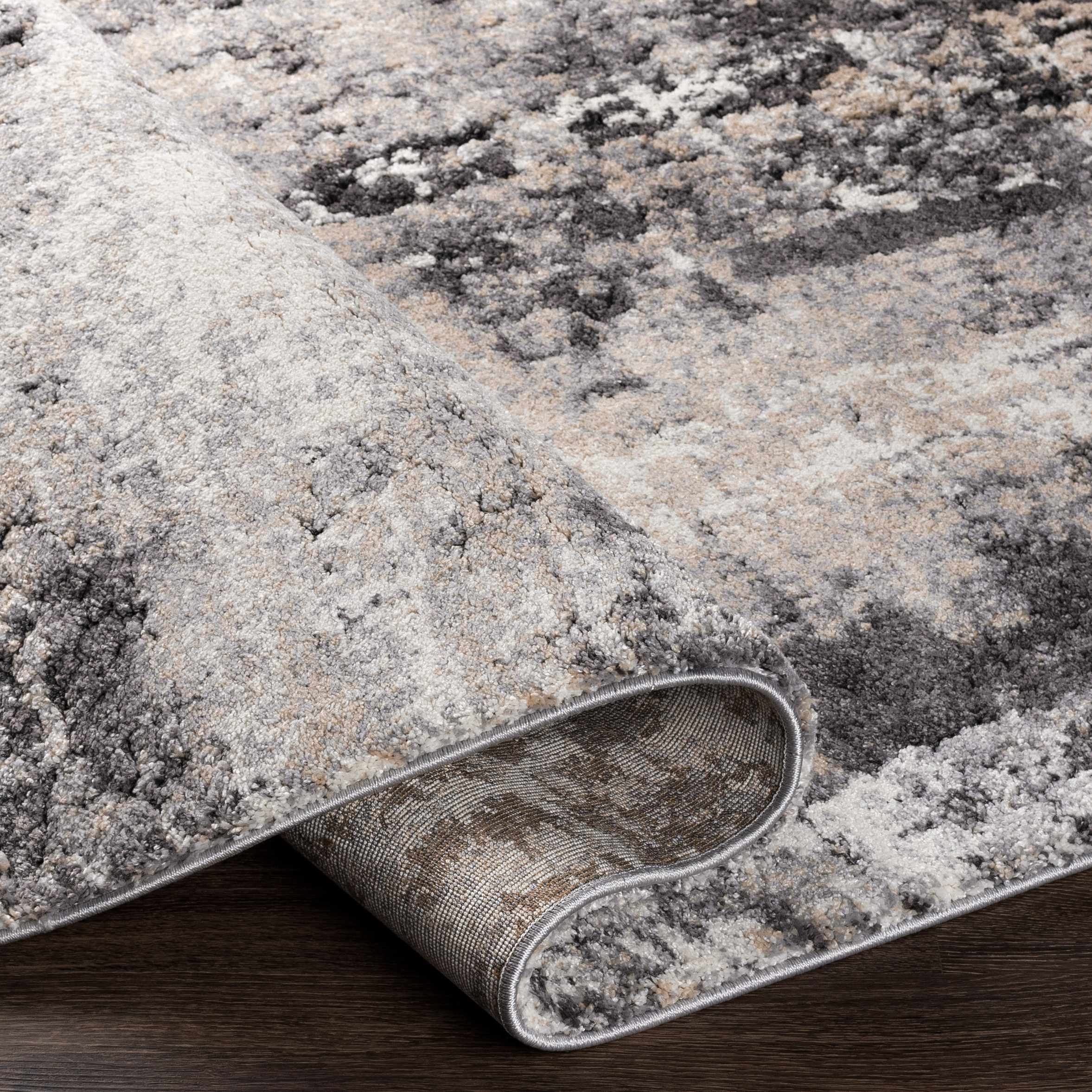Witchford Abstract Charcoal Thick Rug - Image 5