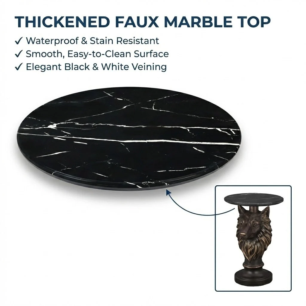 Wolf Head Accent Table Animal Statue End Tables Livingroom - Image 6