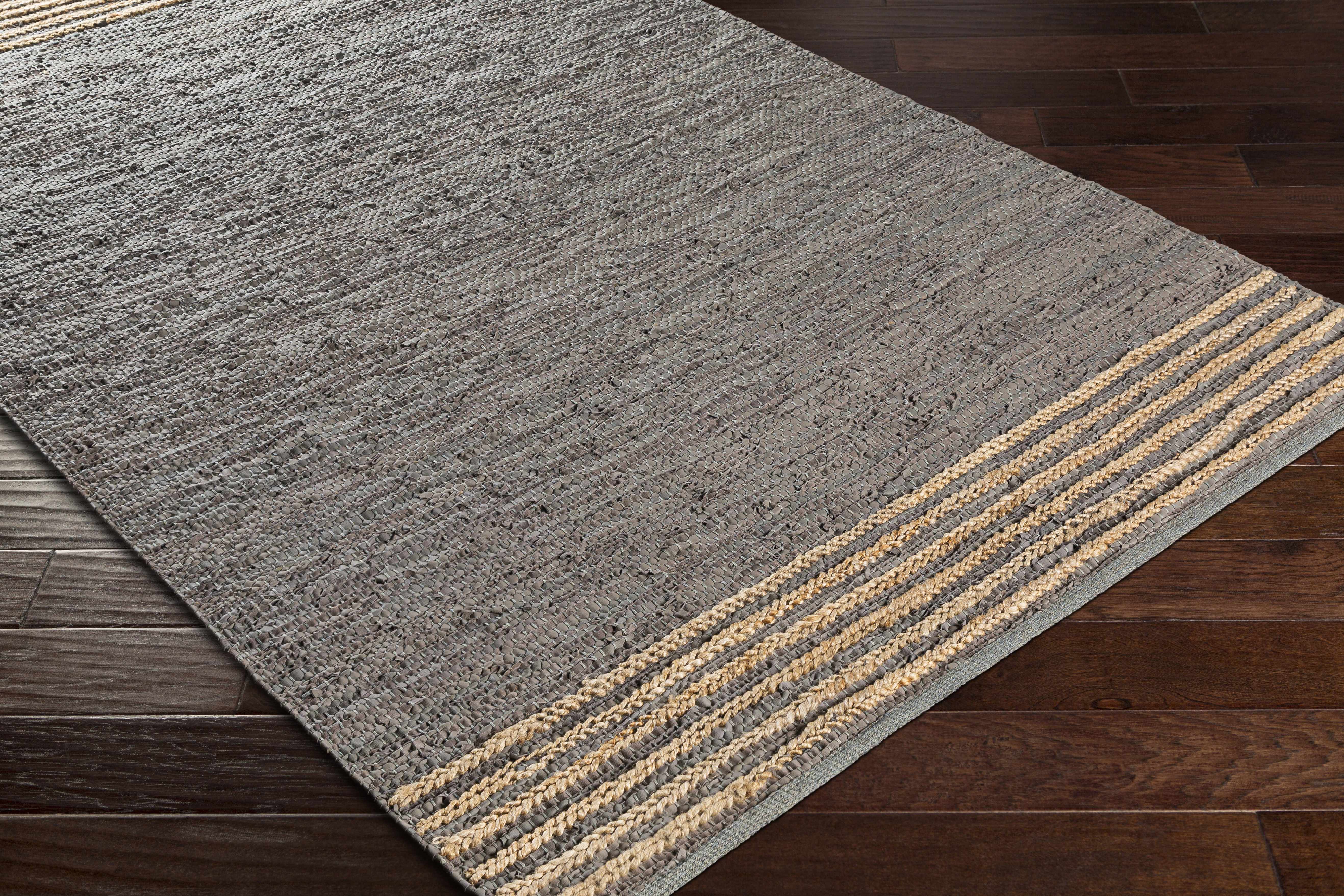 Wollert Gray Leather&Jute Rug - Clearance - Image 3