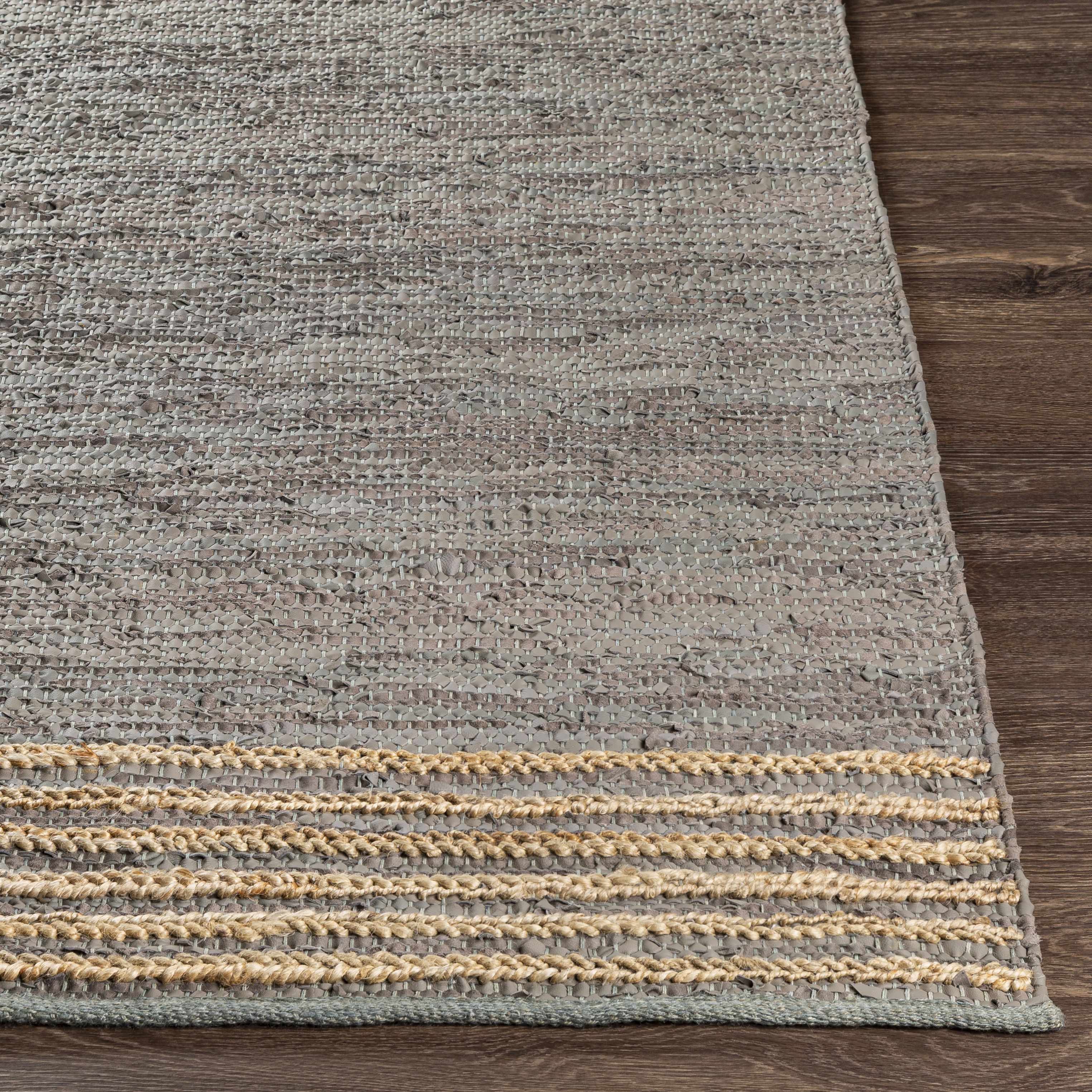 Wollert Gray Leather&Jute Rug - Clearance - Image 4
