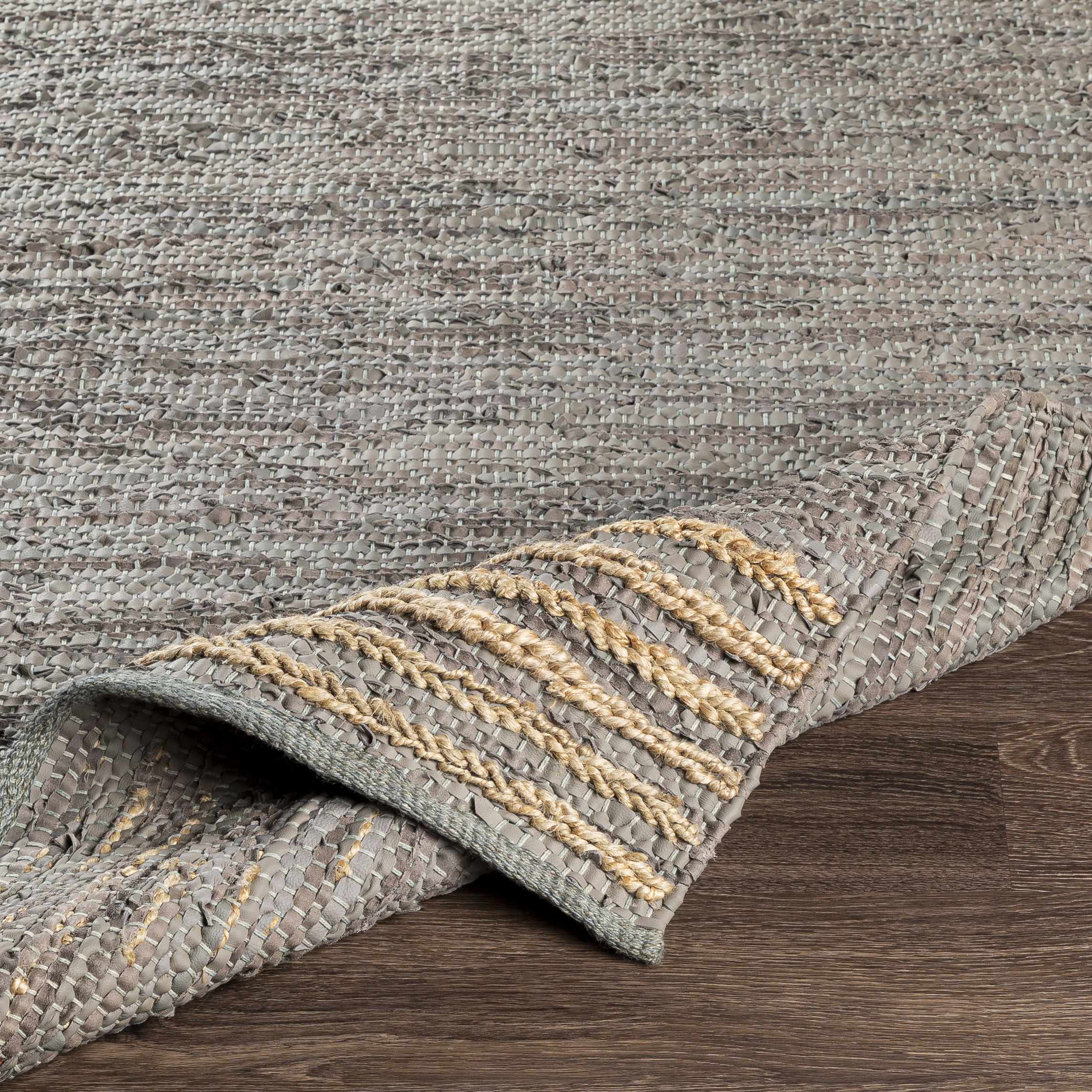 Wollert Gray Leather&Jute Rug - Clearance - Image 5