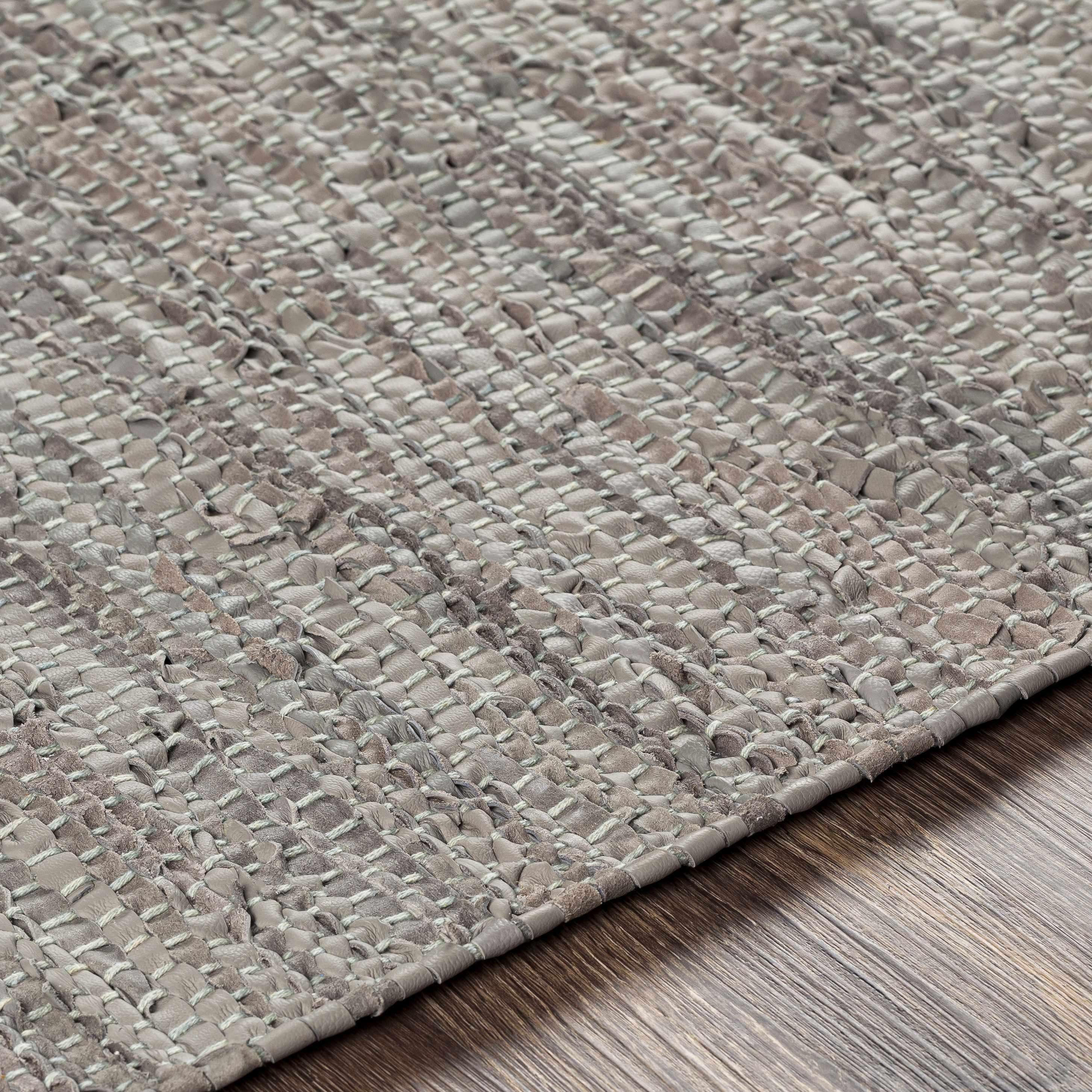 Wollert Gray Leather&Jute Rug - Clearance - Image 6