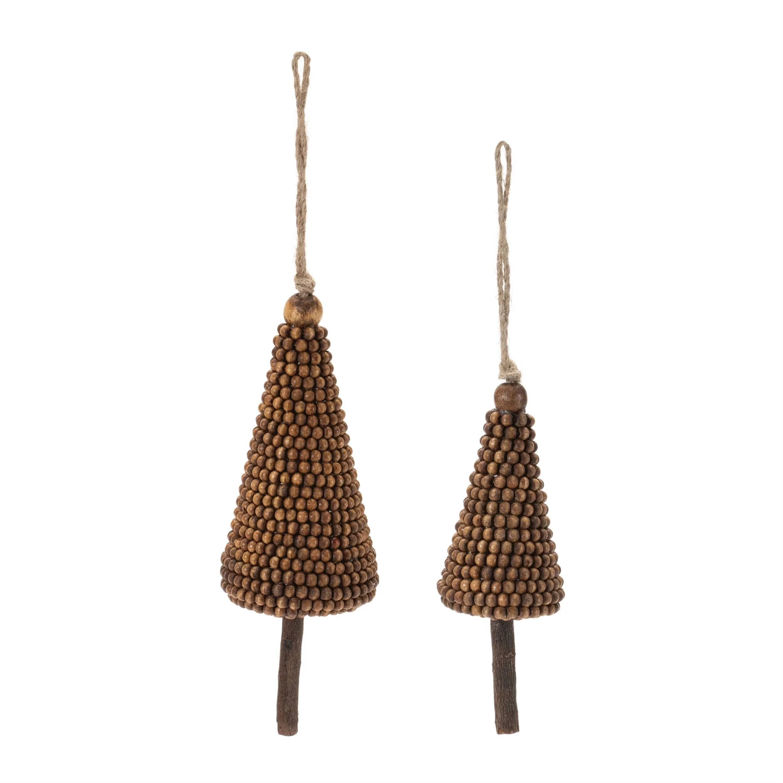 Wood Beaded Pine Tree Ornament (Set of 4) - Image 2