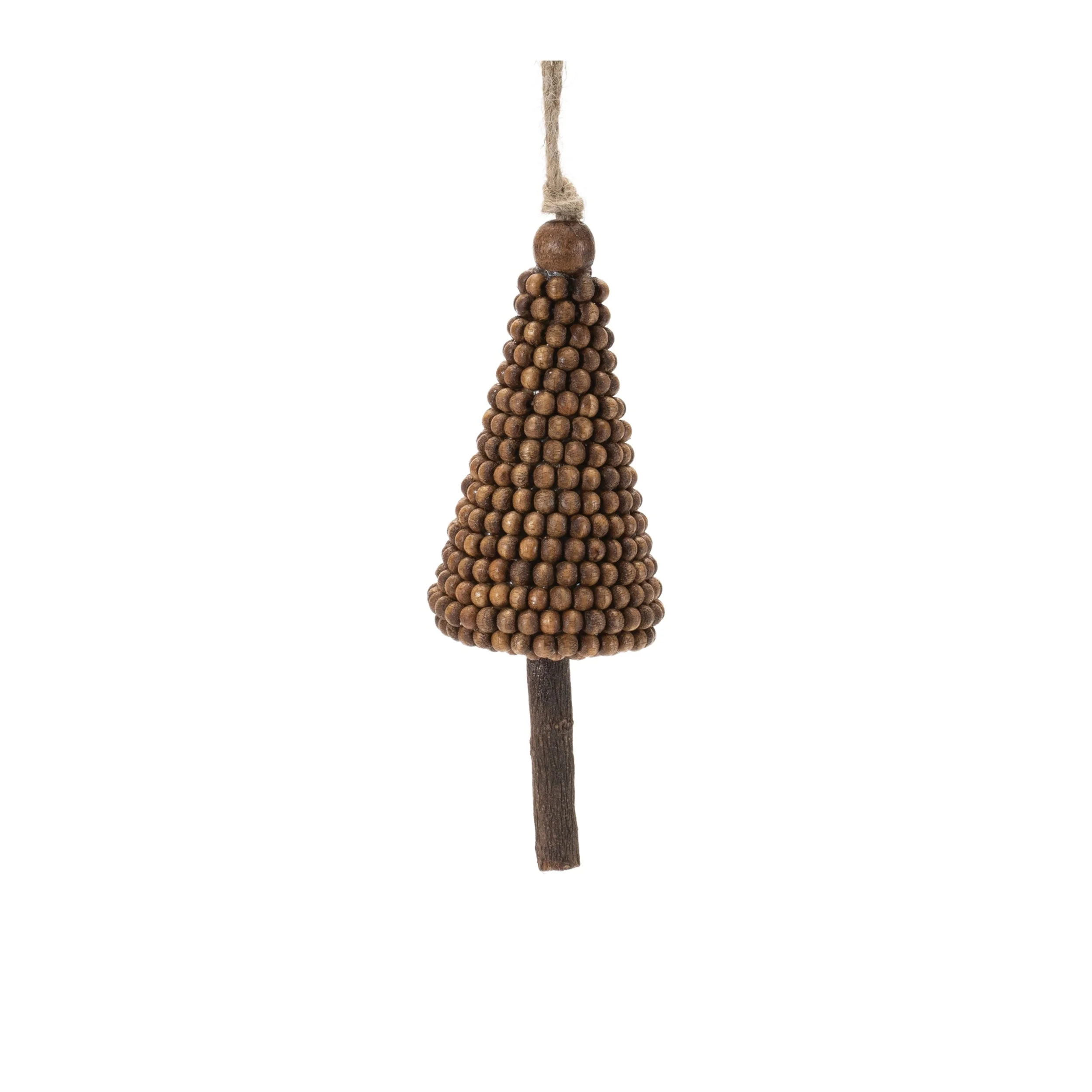 Wood Beaded Pine Tree Ornament (Set of 4) - Image 4