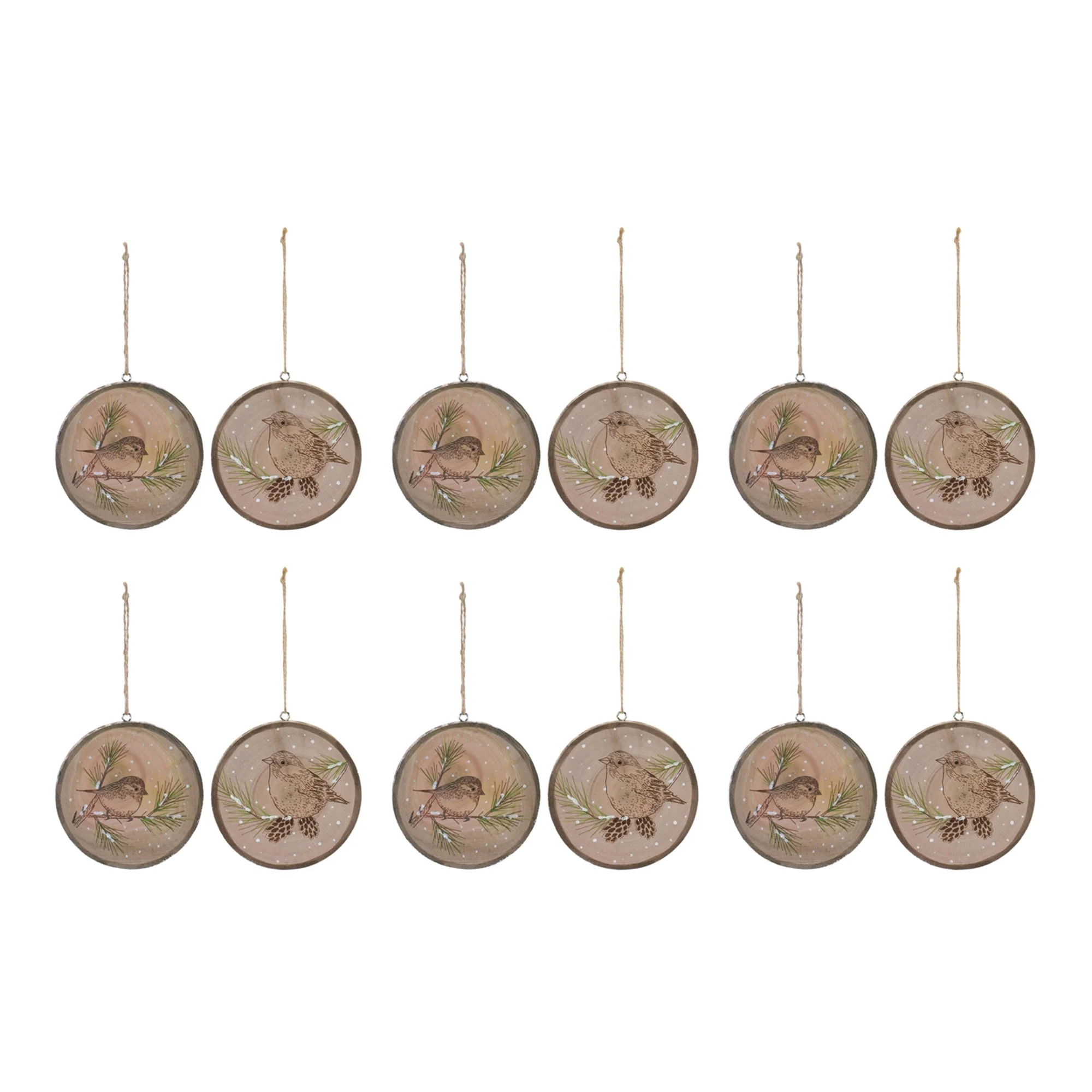 Wood Bird Tree Disc Ornament (Set of 12) - Image 4